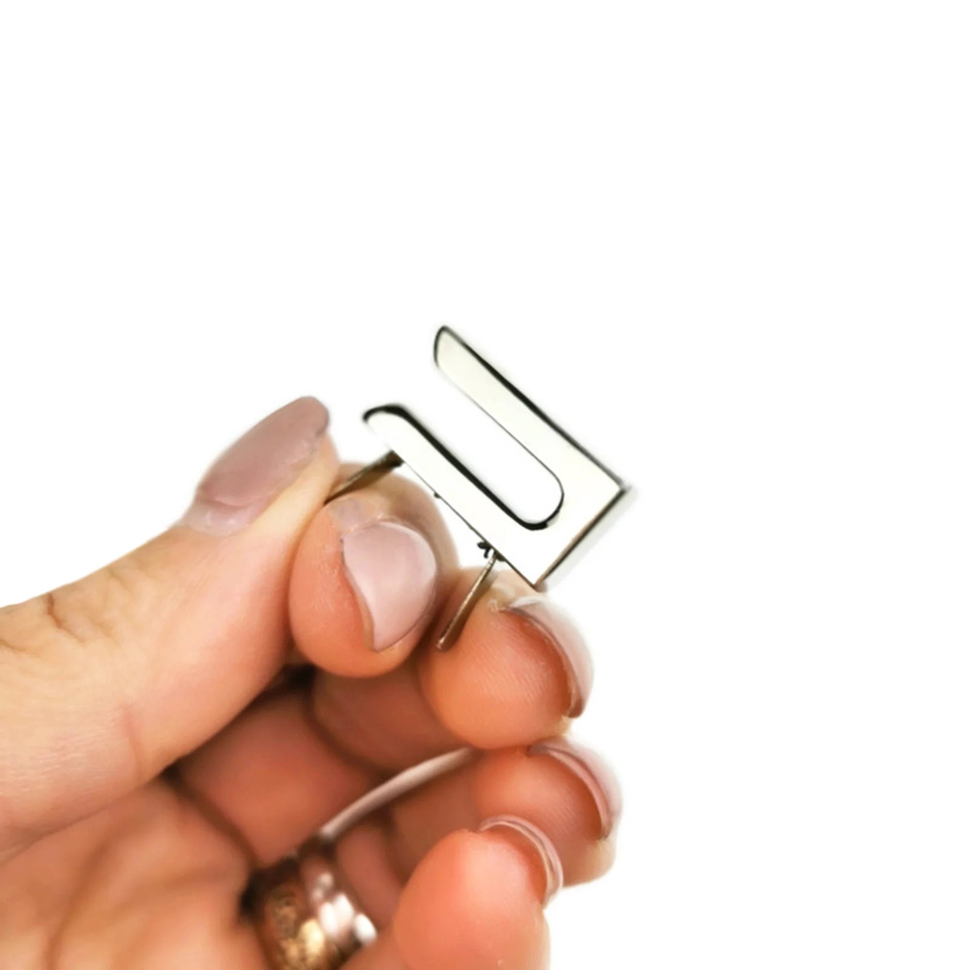 Silver color open strap keeper for luxury bags making