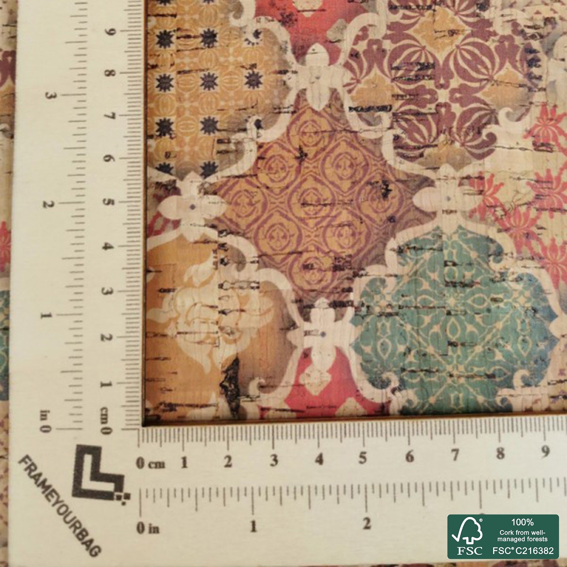 Tiles printed pattern on natural cork fabric (64)
