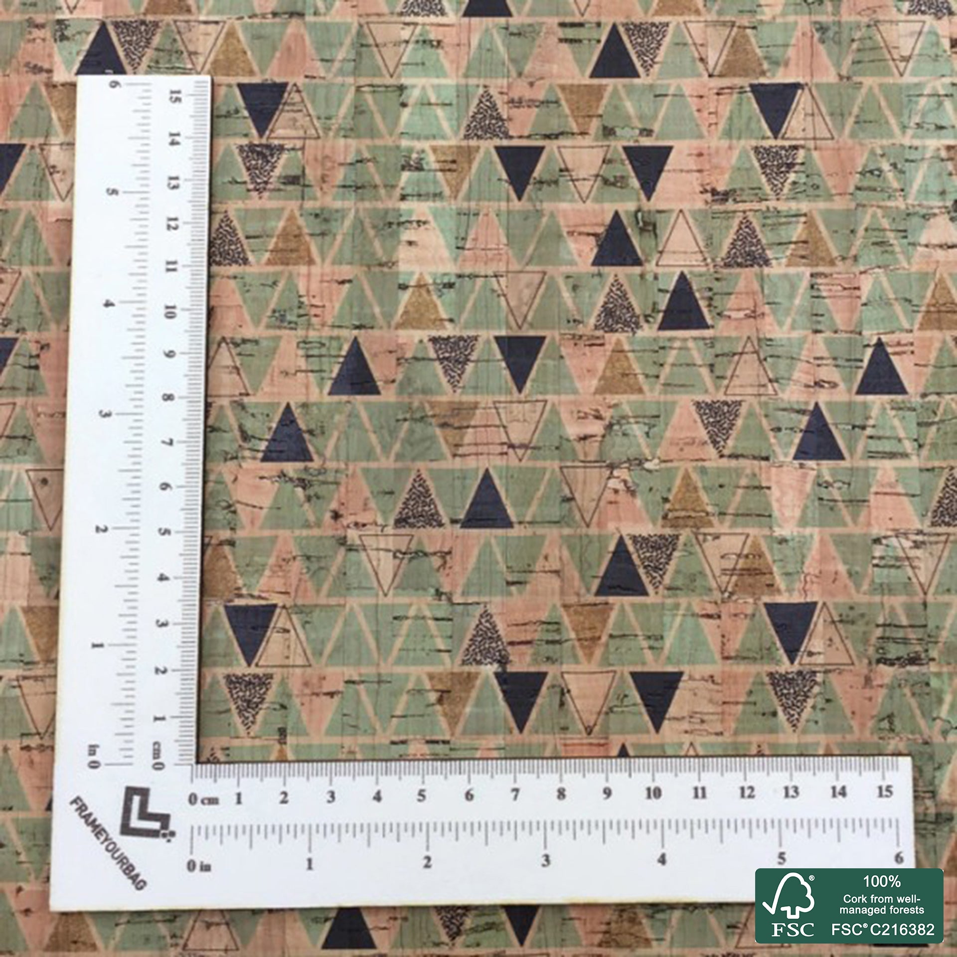 Tiles printed pattern on natural cork fabric (95)