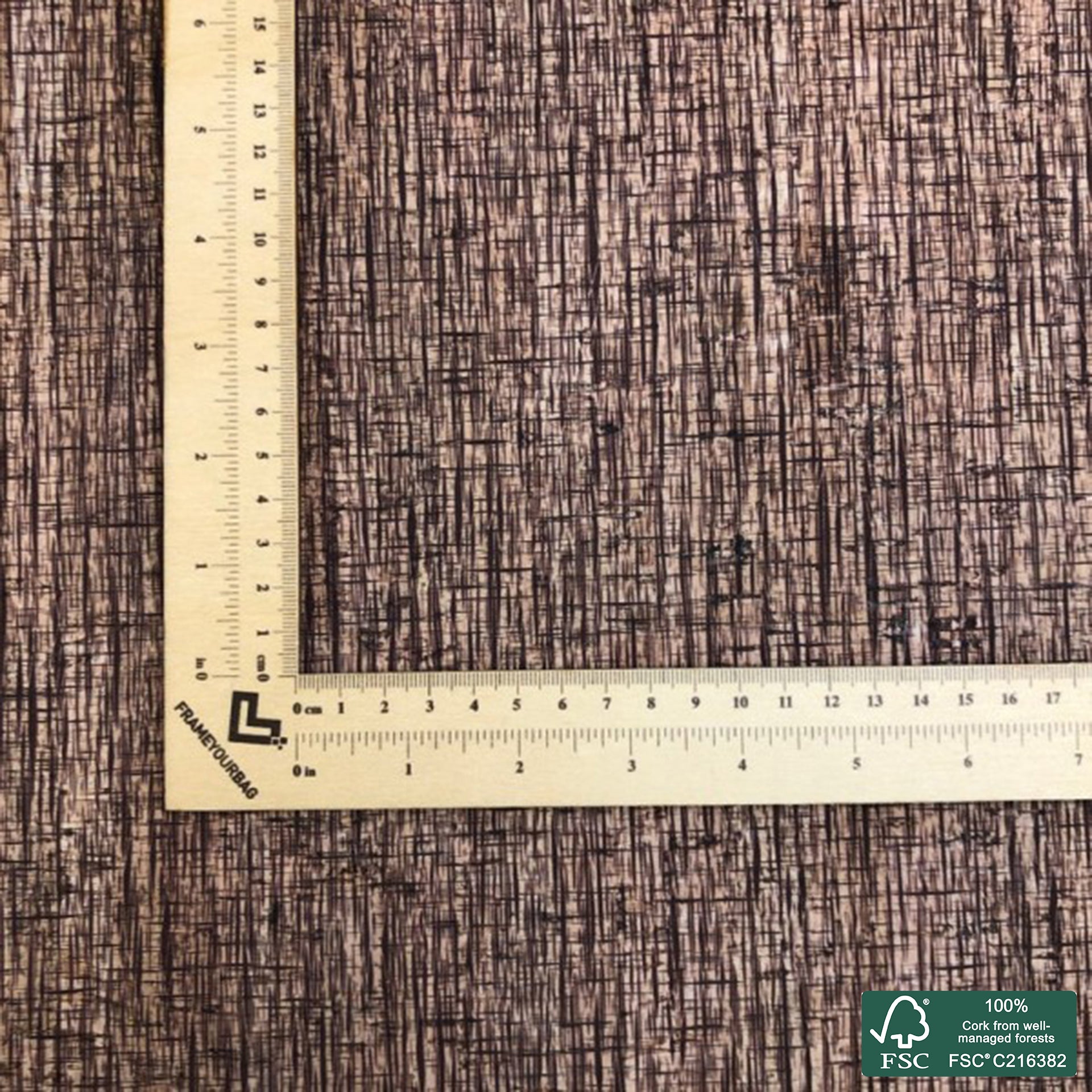 Plaid printed pattern on natural cork fabric (139)