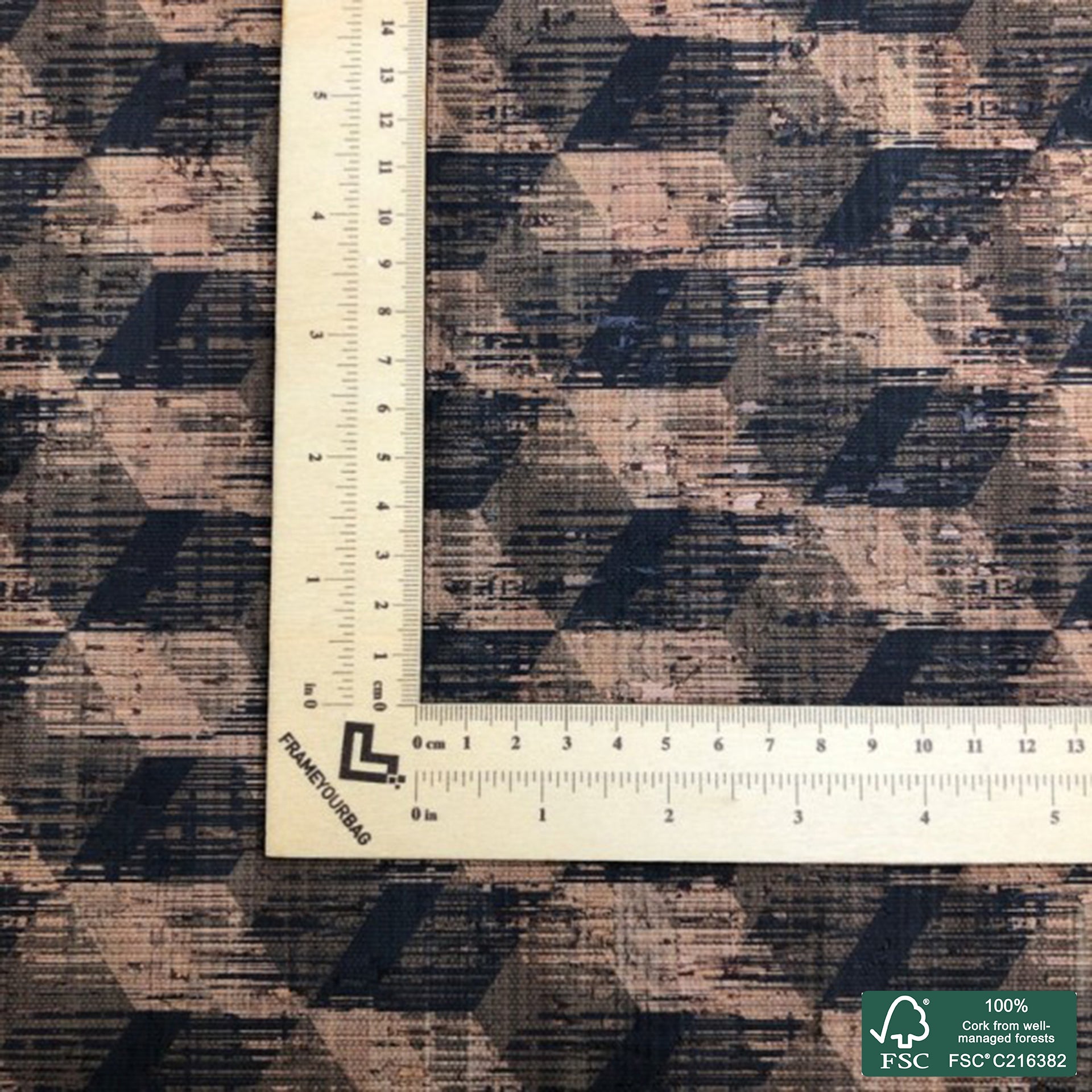 Abstract printed pattern on natural cork fabric (144)