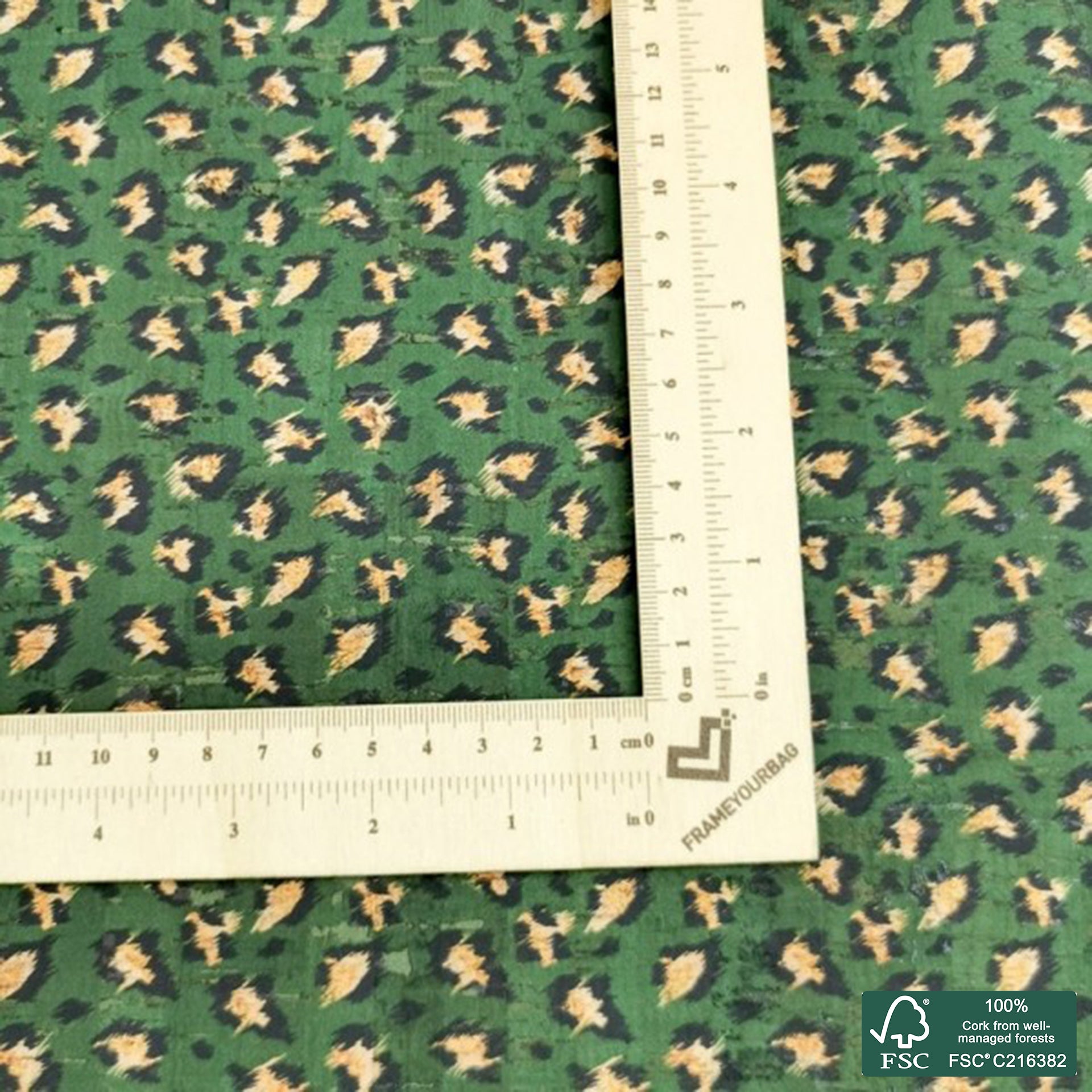 Leopard printed pattern on natural cork fabric (161)