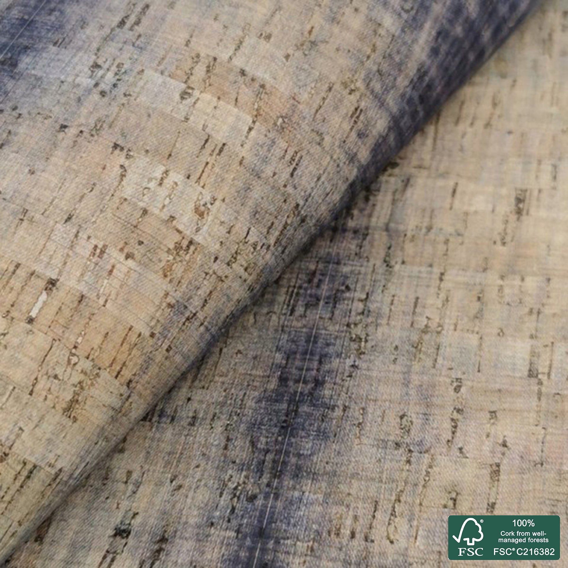 Jeans printed pattern on natural cork fabric (257)