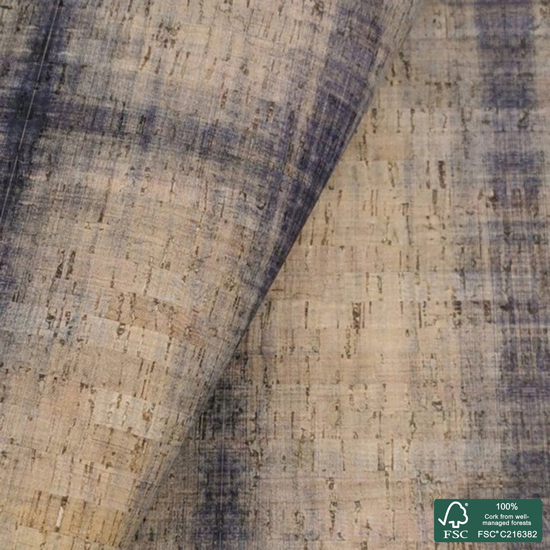 Jeans printed pattern on natural cork fabric (257)