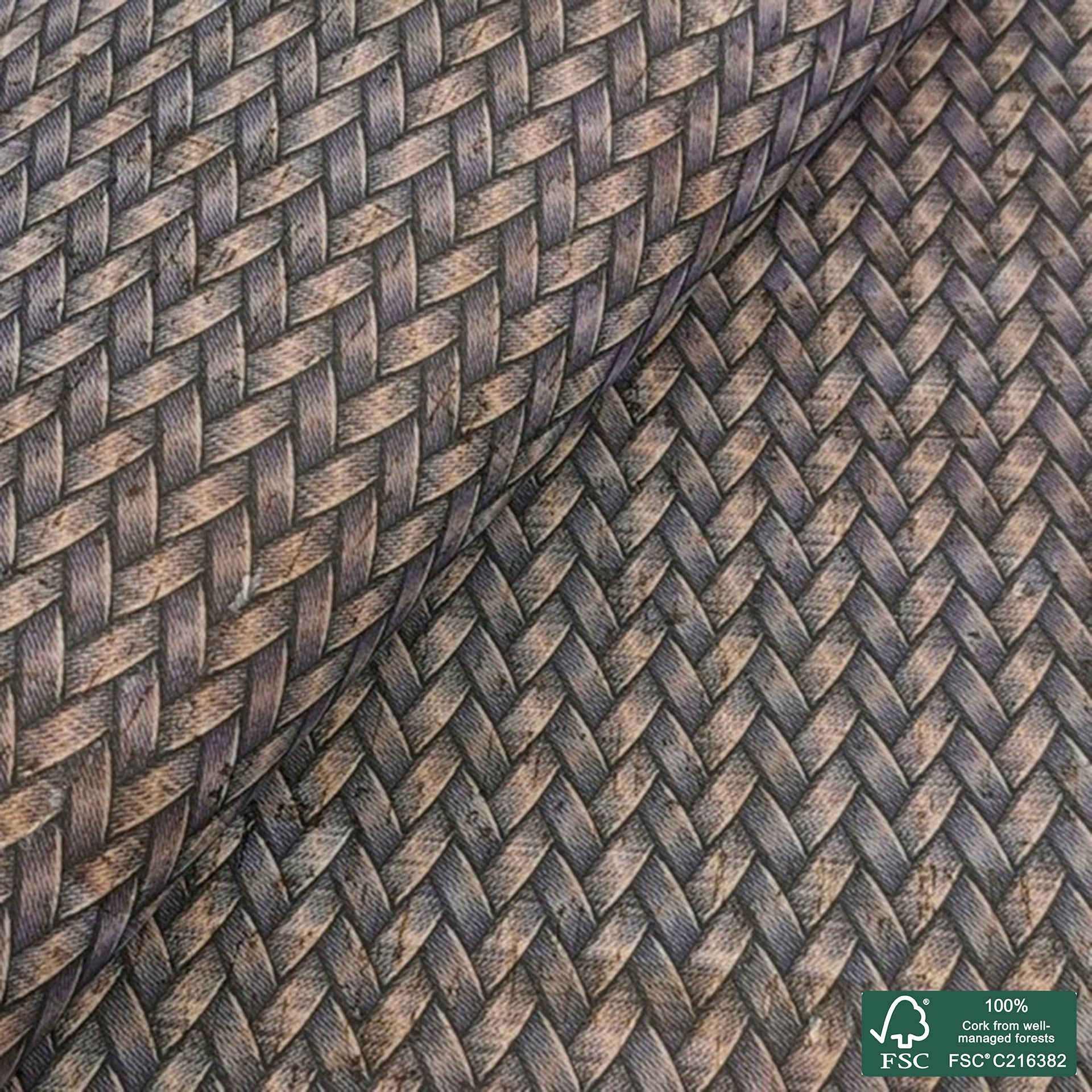 Jeans printed pattern on natural cork fabric (260)