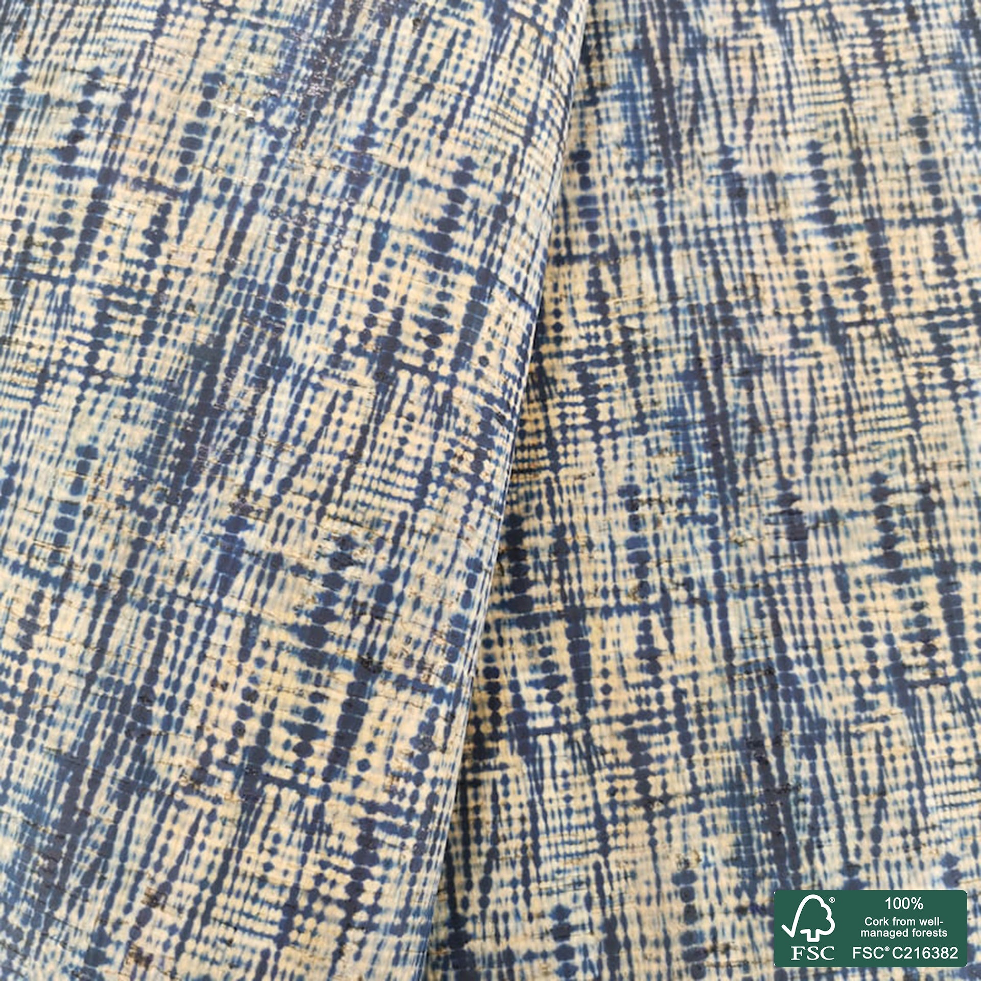 Abstract printed pattern on natural cork fabric (349)