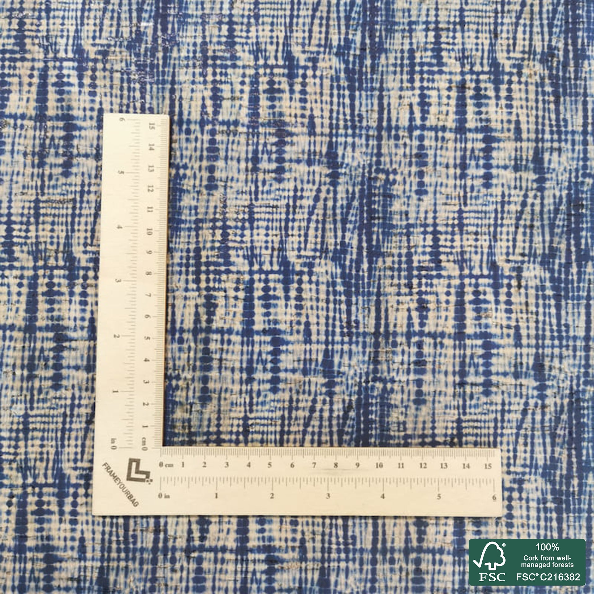 Abstract printed pattern on natural cork fabric (349)