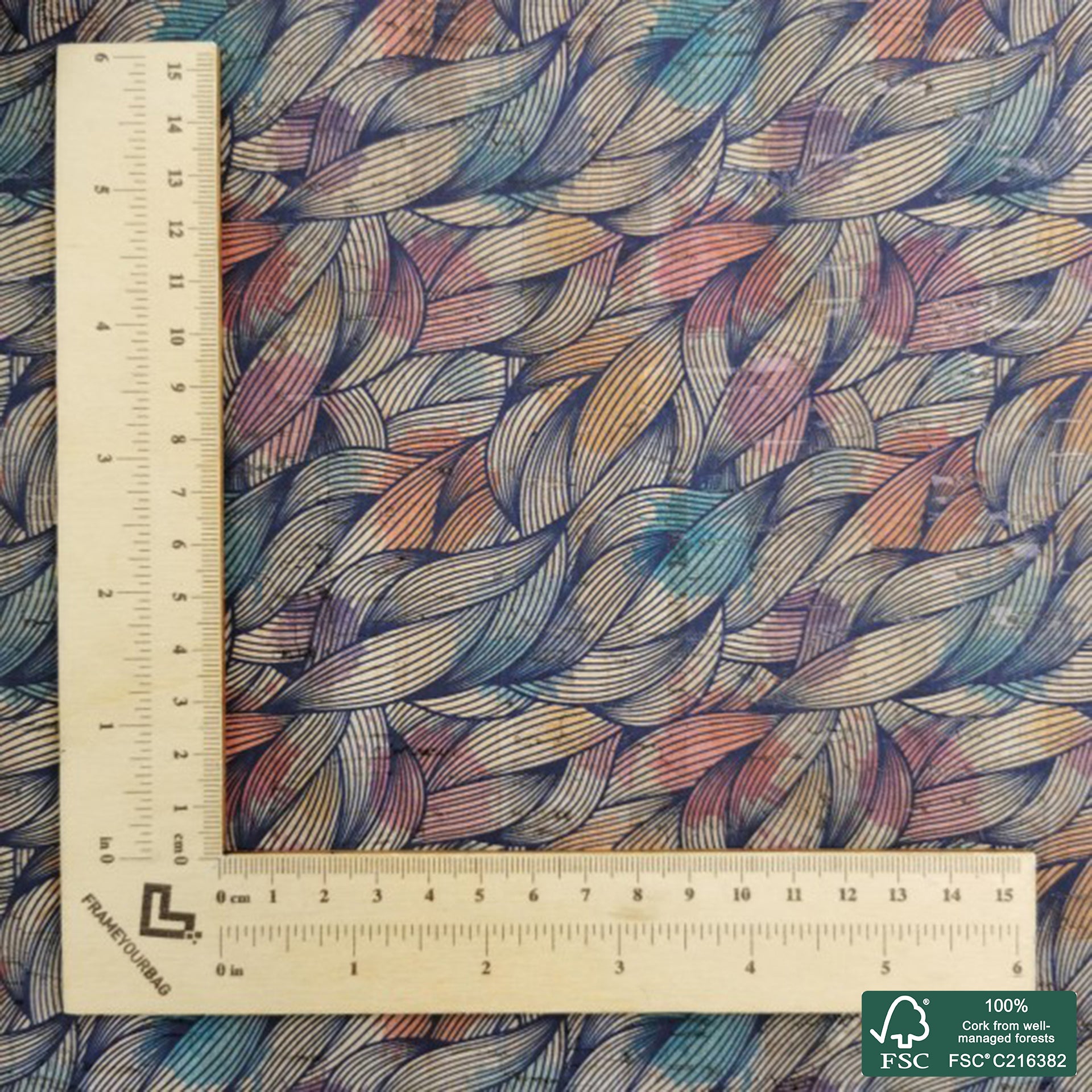 Abstract printed pattern on natural cork fabric (473)