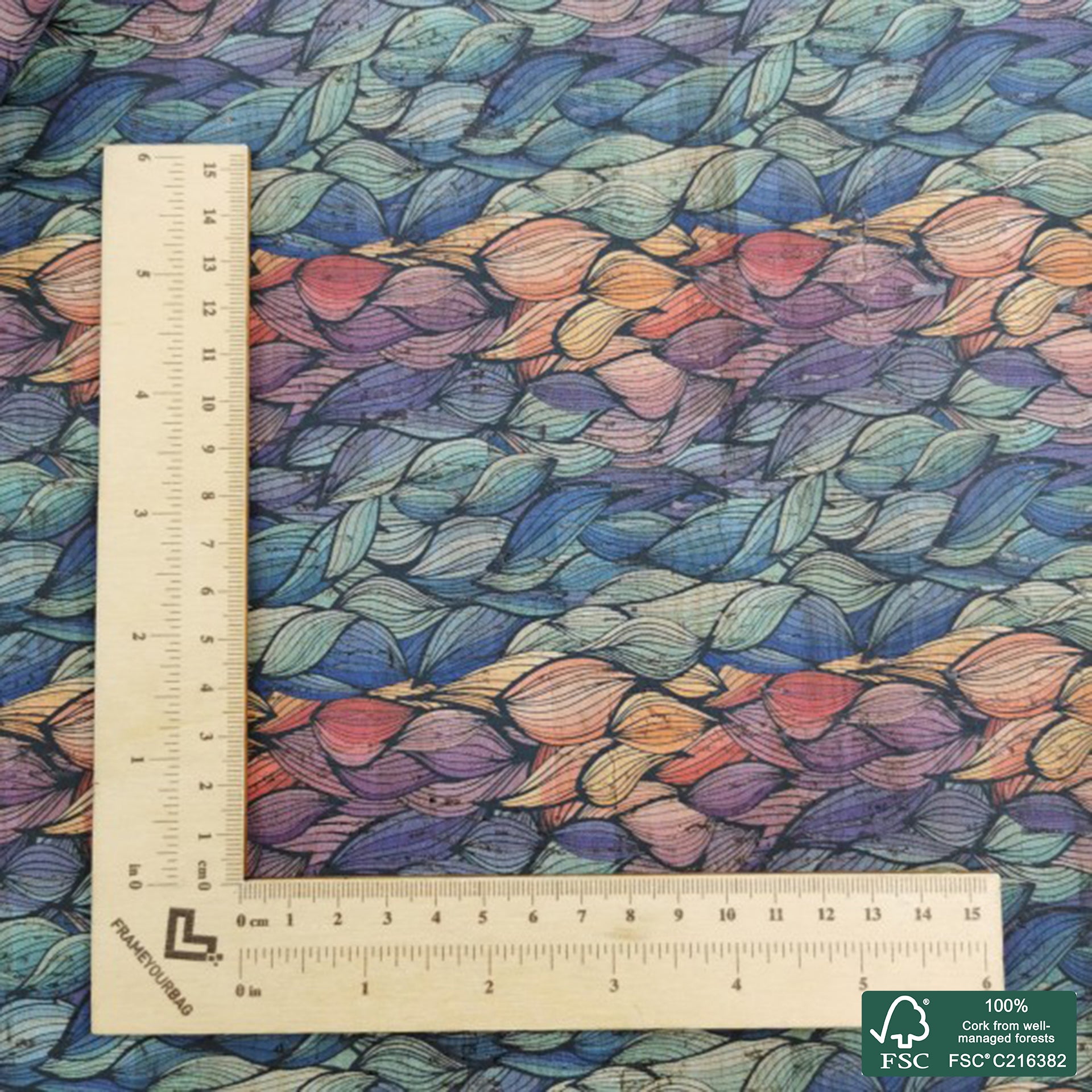 Abstract printed pattern on natural cork fabric (474)