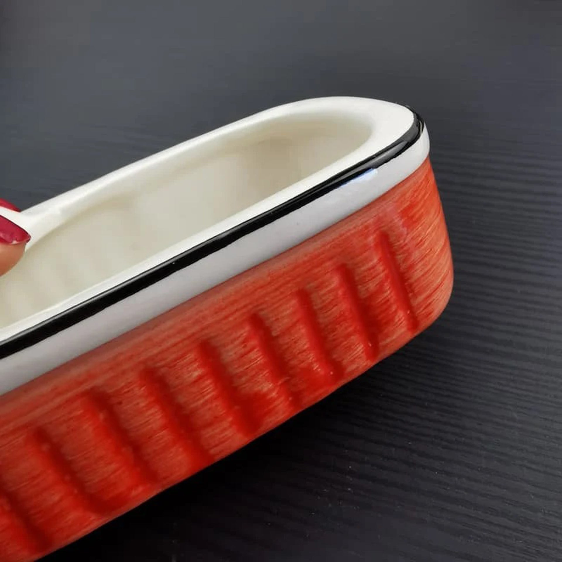 Ceramic can with sardines home decor