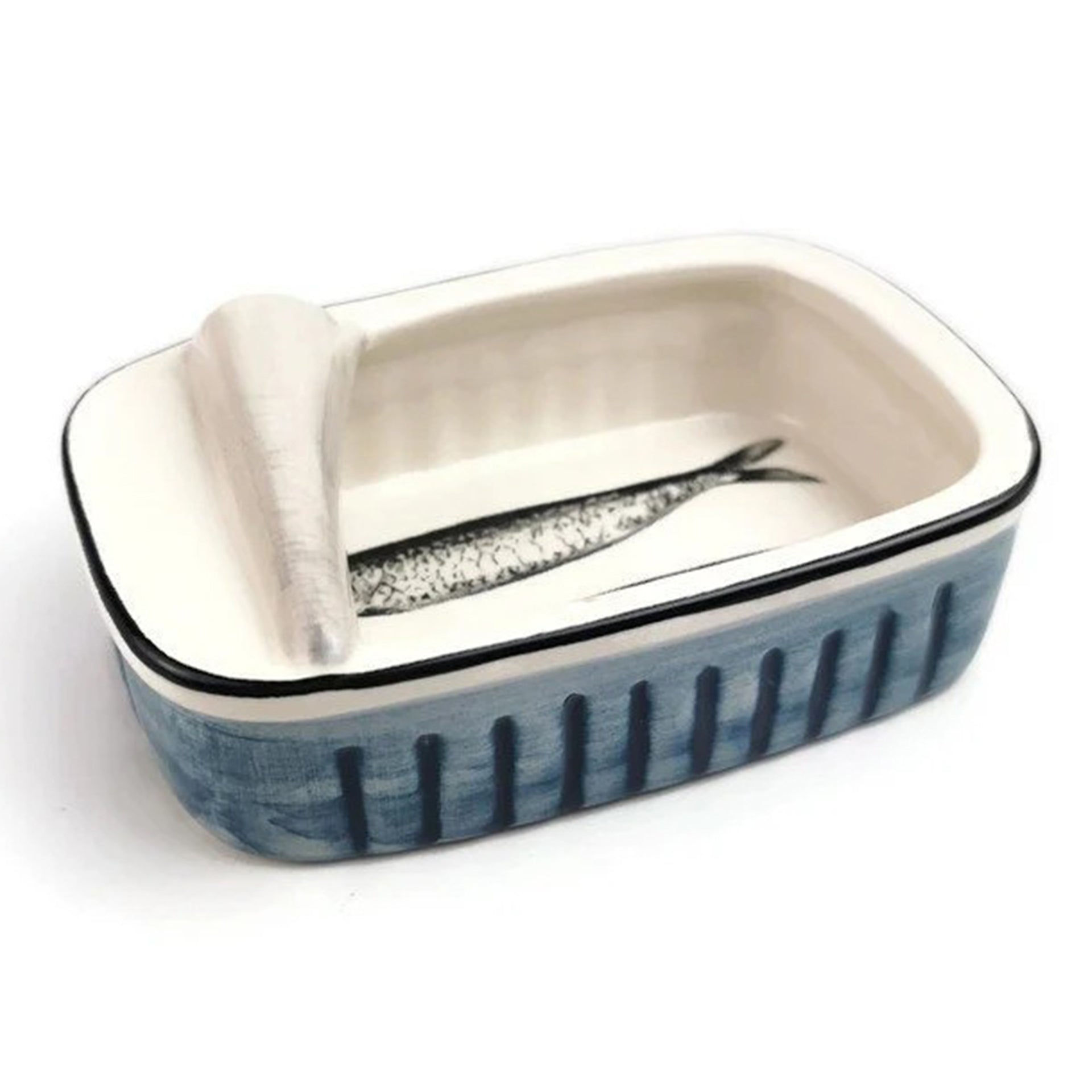 Ceramic can with sardines home decor