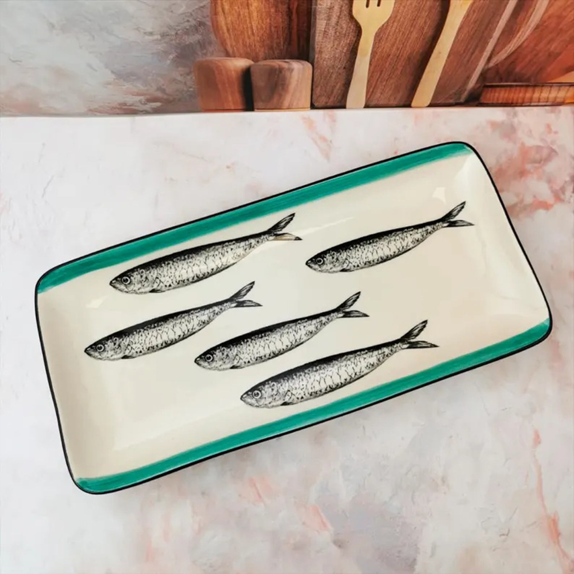 Portuguese ceramic tray with sardines