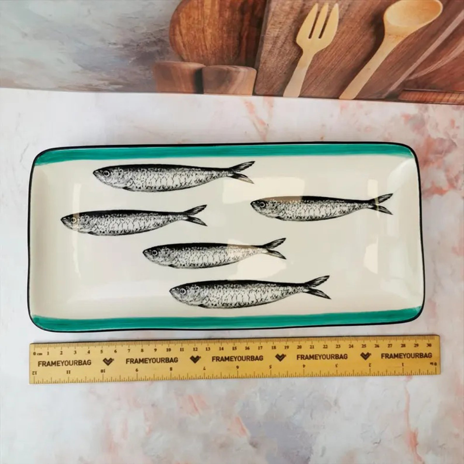 Portuguese ceramic tray with sardines