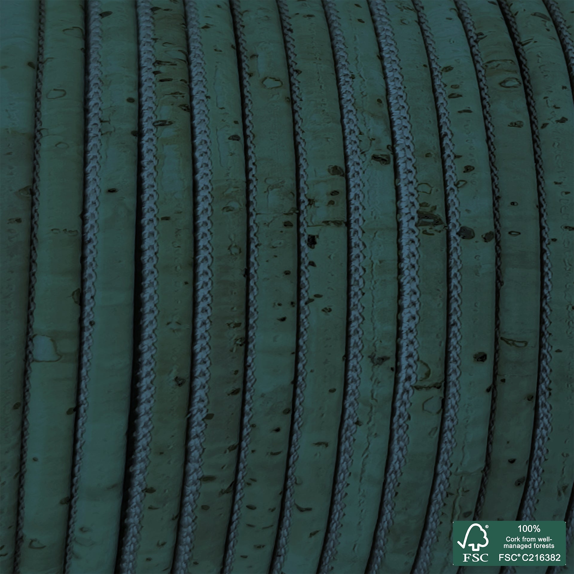 Round cork cord petroleum blue superior