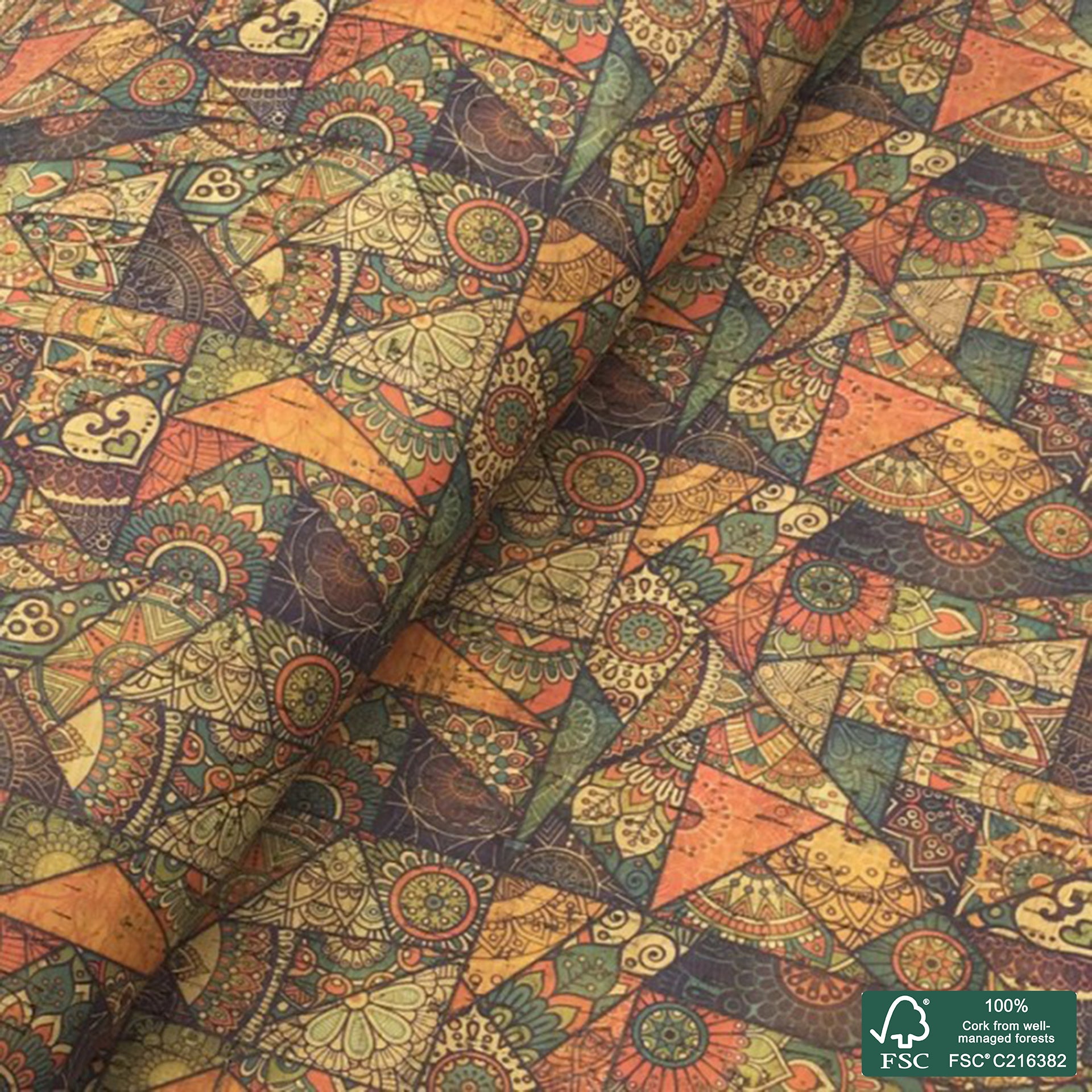 Tiles printed pattern on natural cork fabric (65)