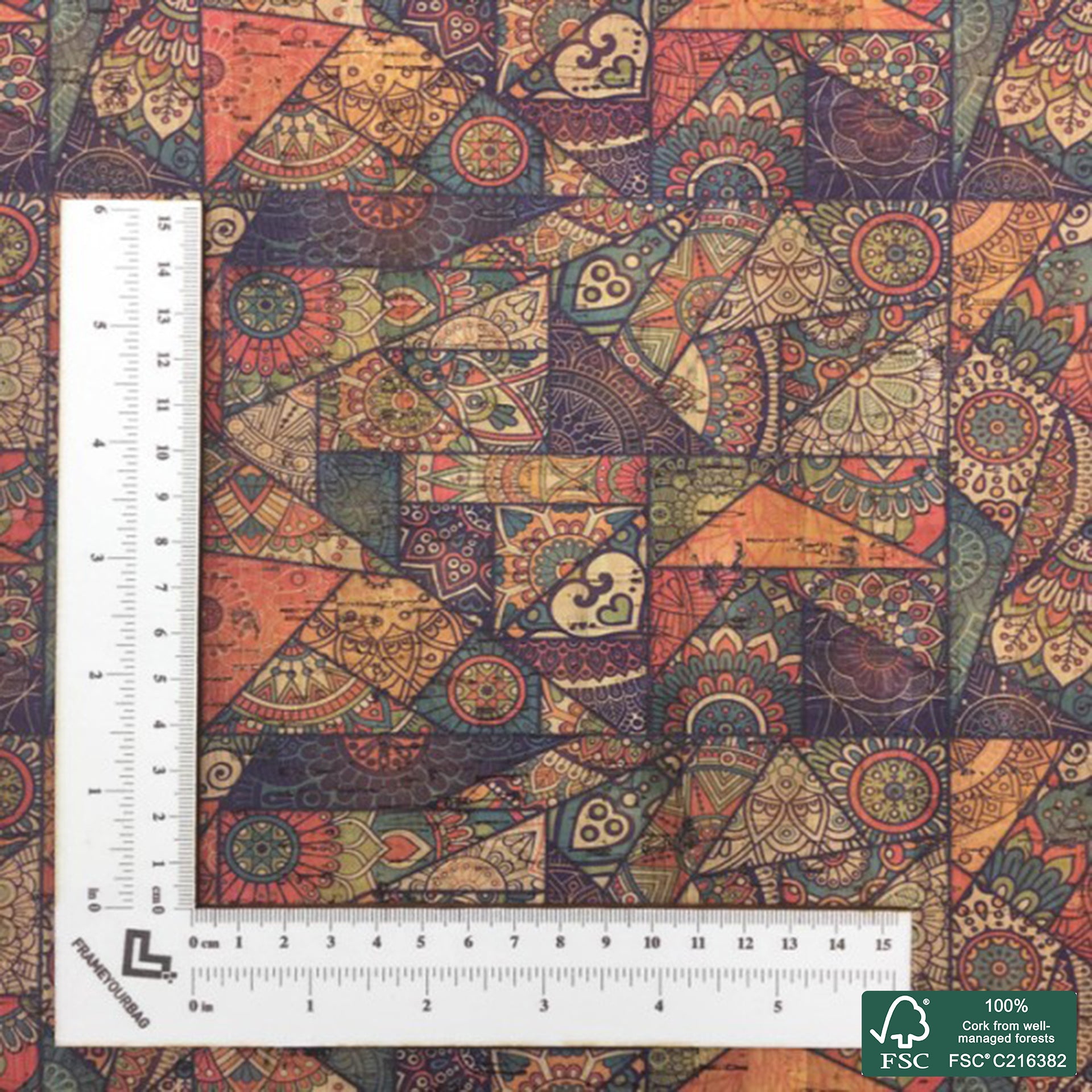 Tiles printed pattern on natural cork fabric (65)