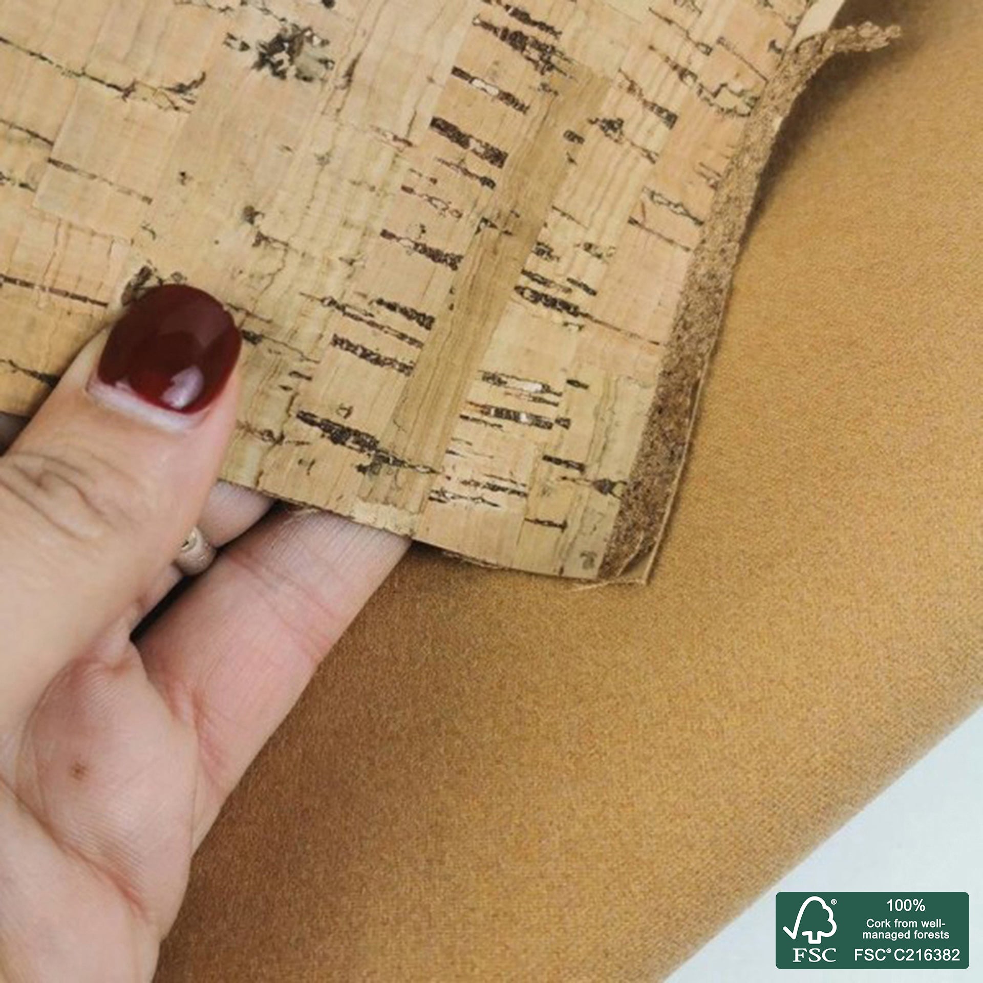 Natural rustic cork fabric