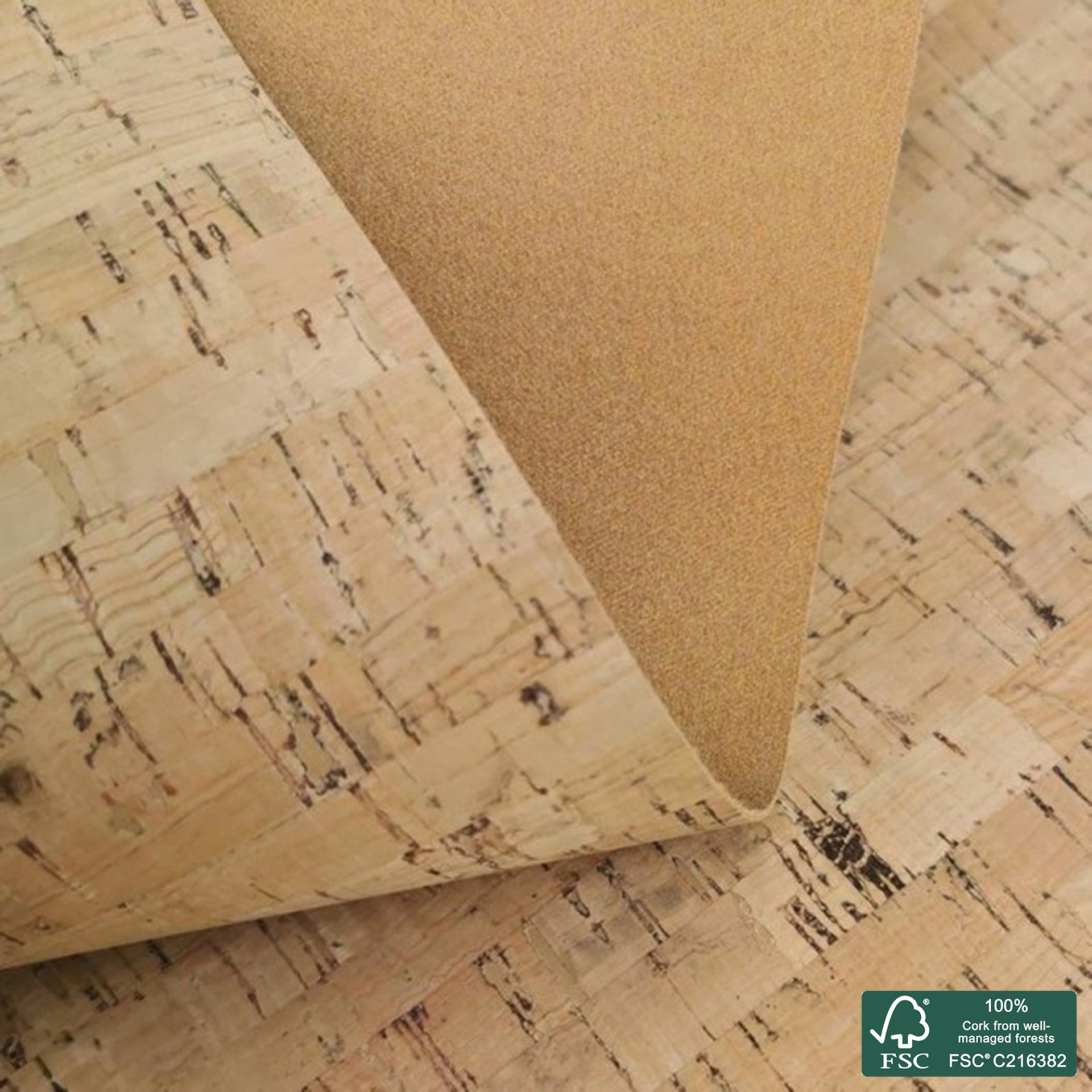 Natural rustic cork fabric
