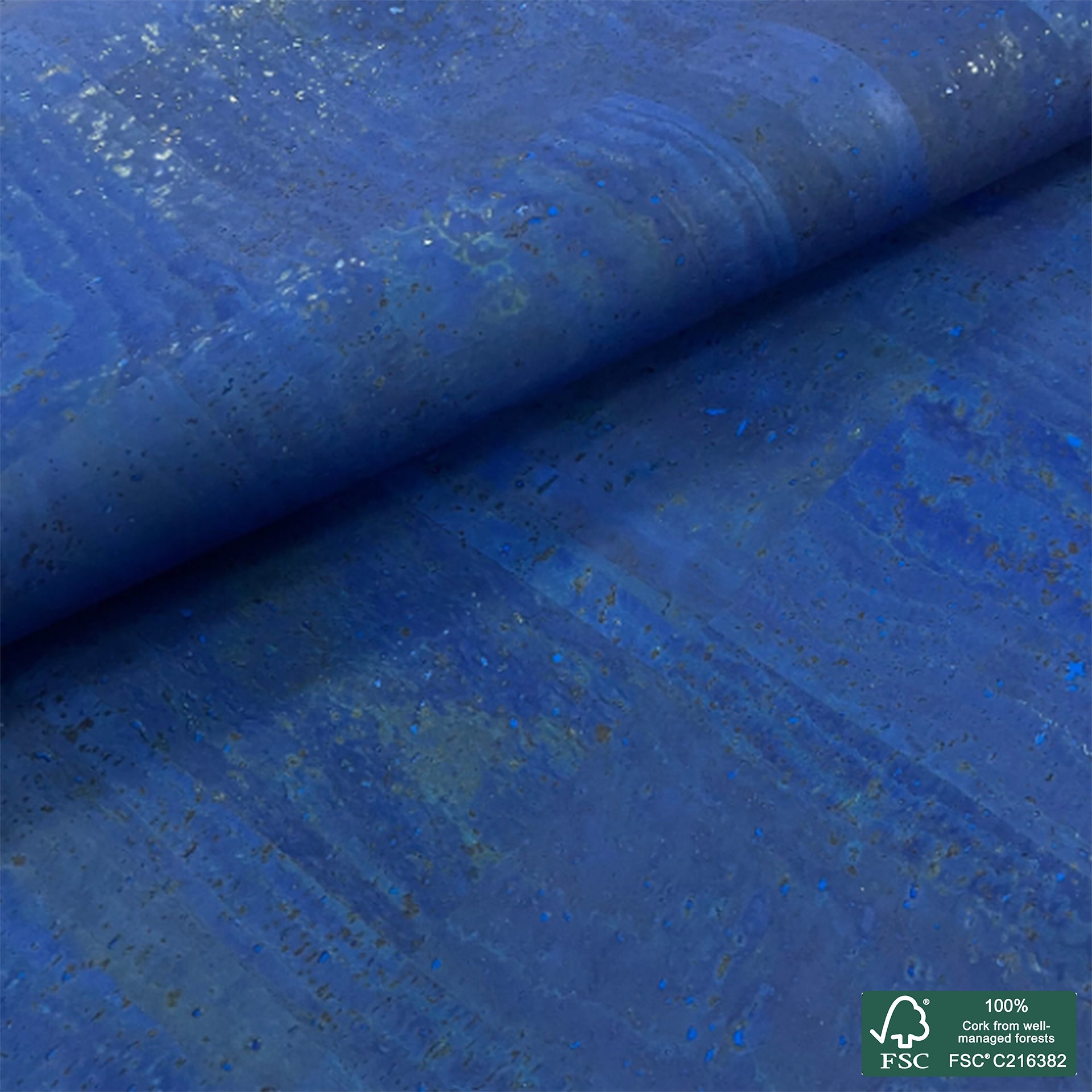 Royal blue superior cork fabric
