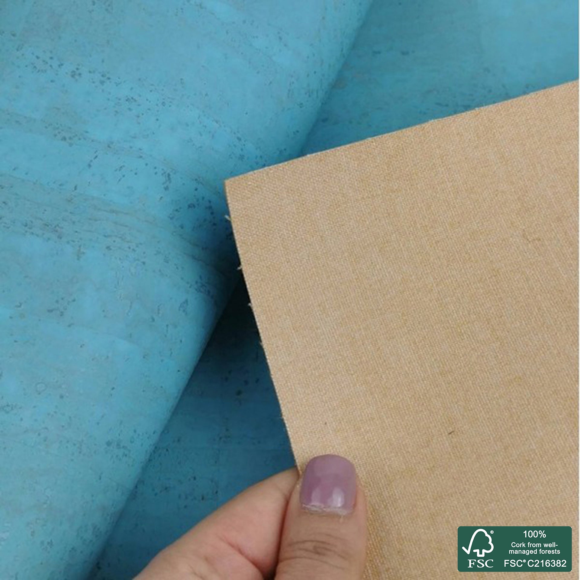 Light Blue Superior cork fabric