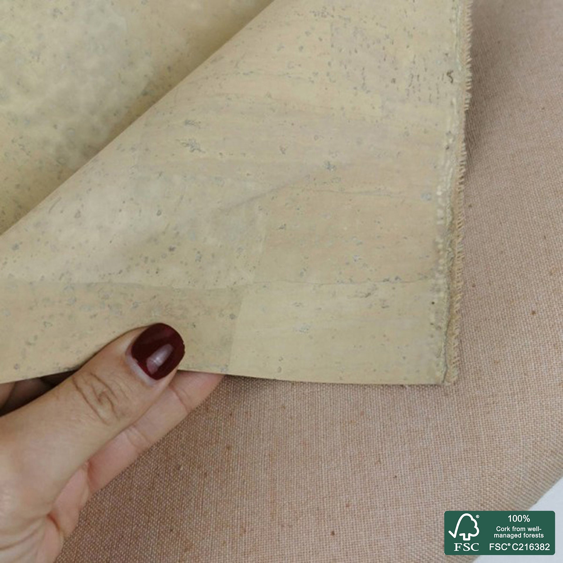 Light yellow superior cork fabric
