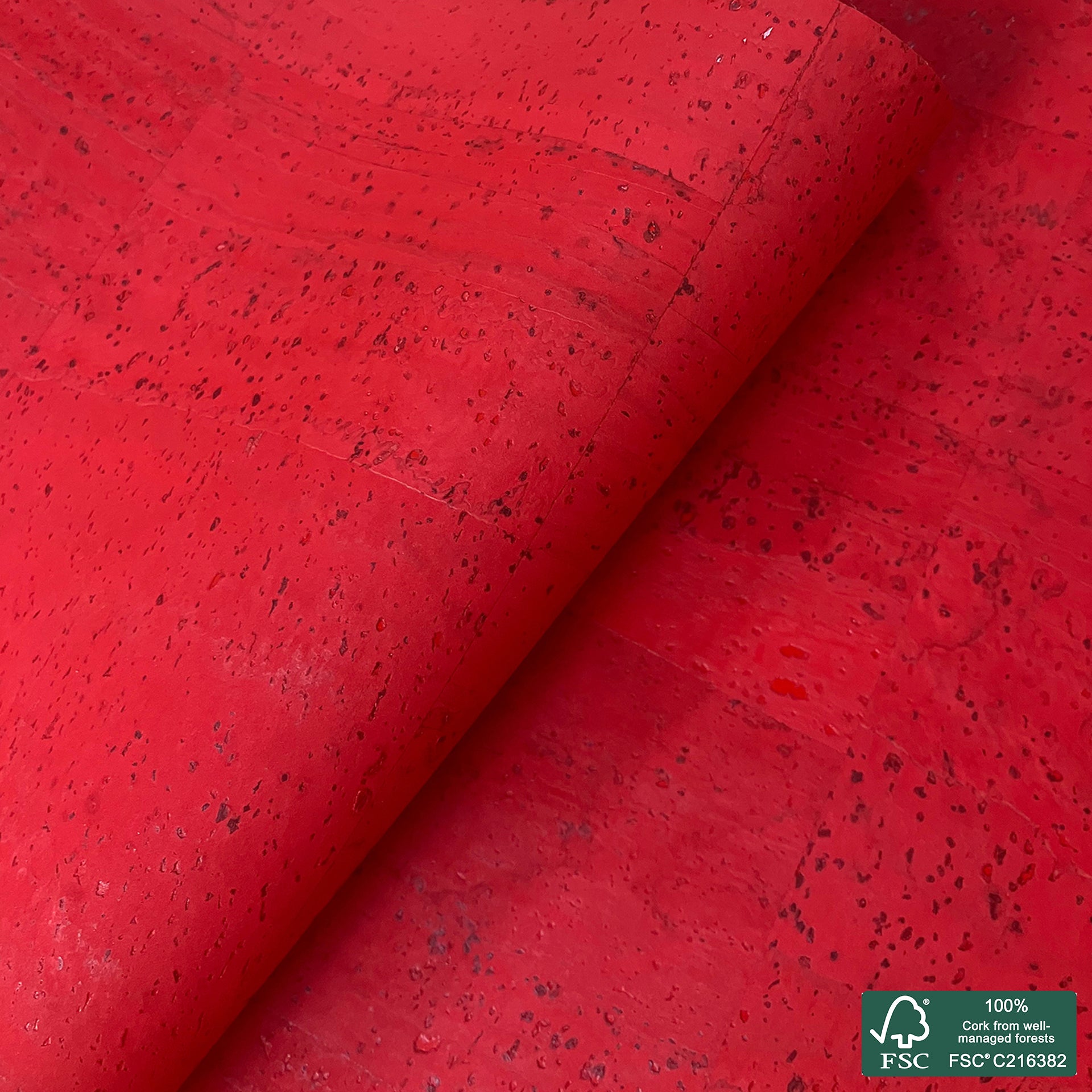 Deep red superior cork fabric