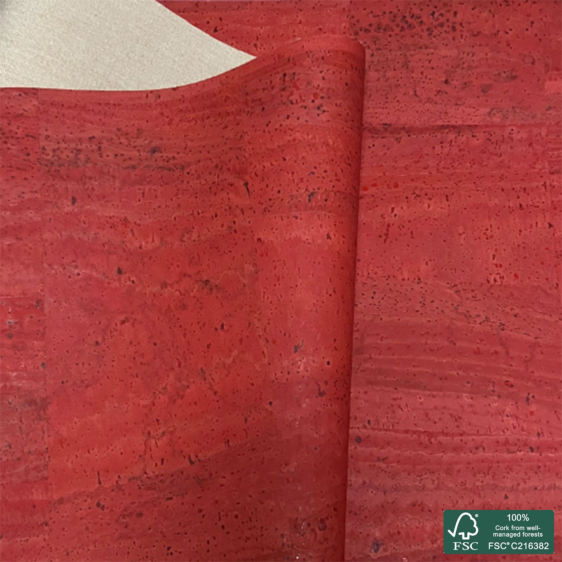 Coral red superior cork fabric
