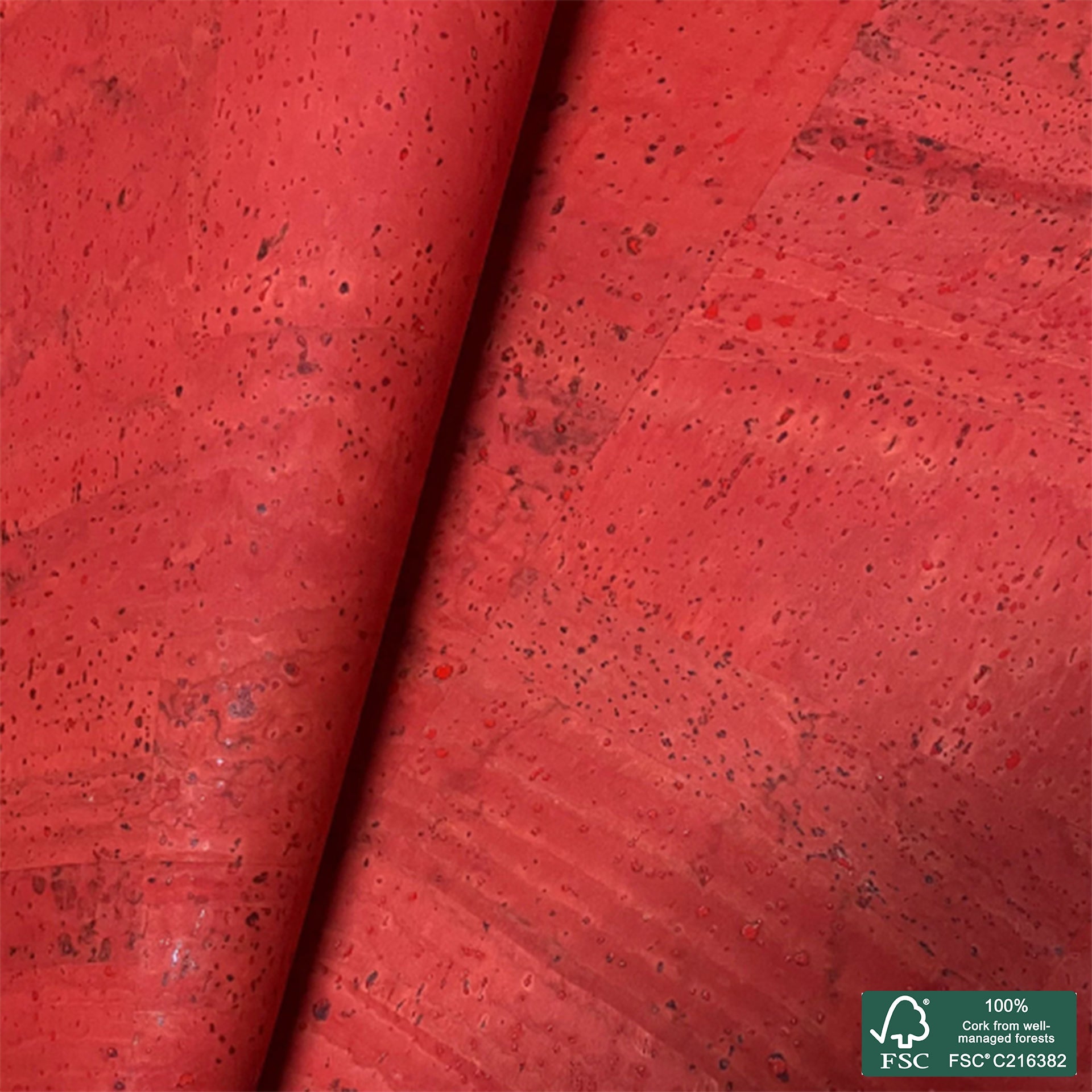 Coral red superior cork fabric