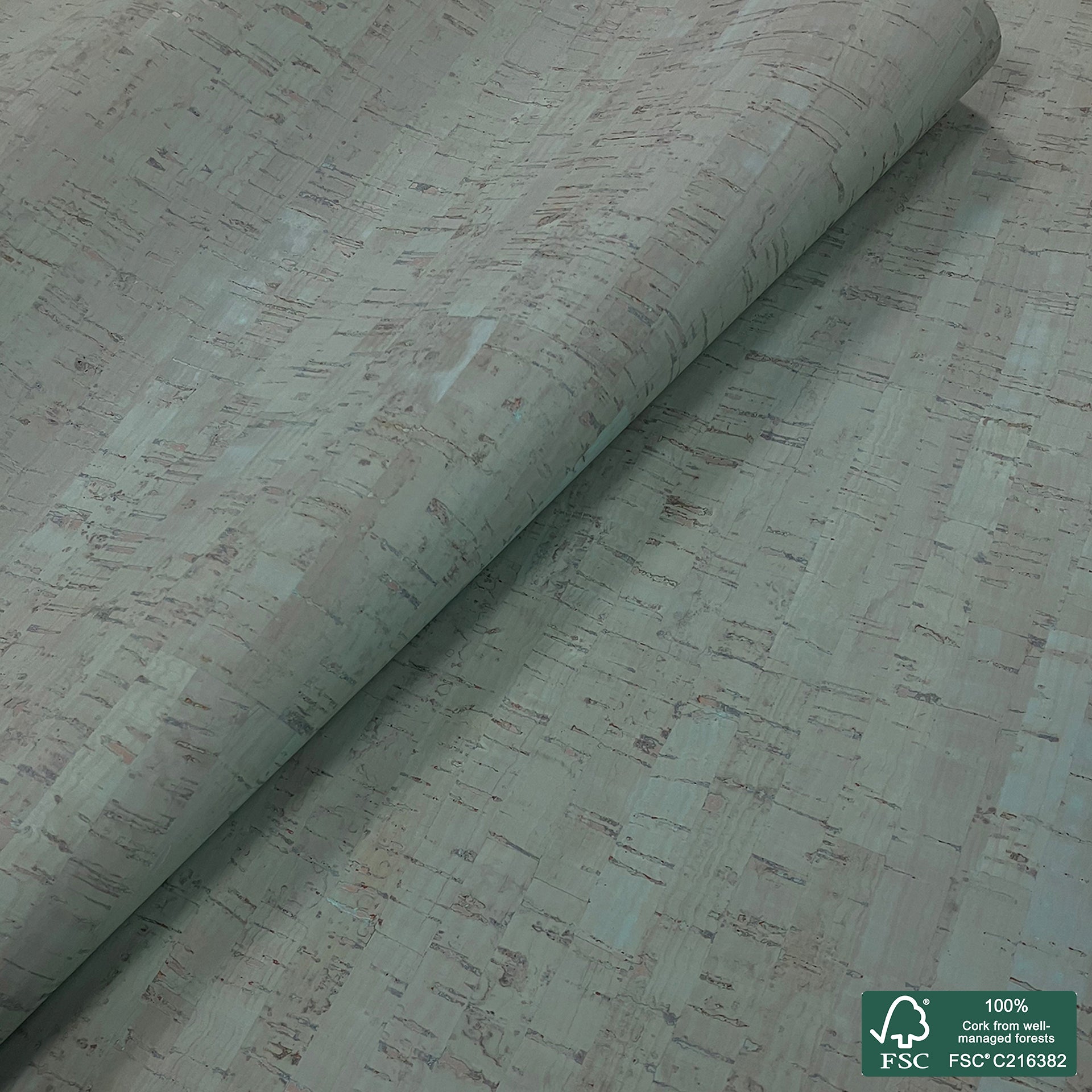 Green Aqua Rustic cork fabric