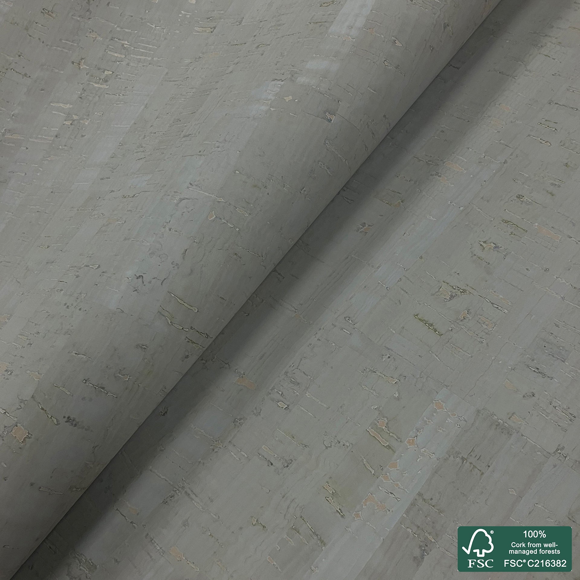 Light gray rustic cork fabric