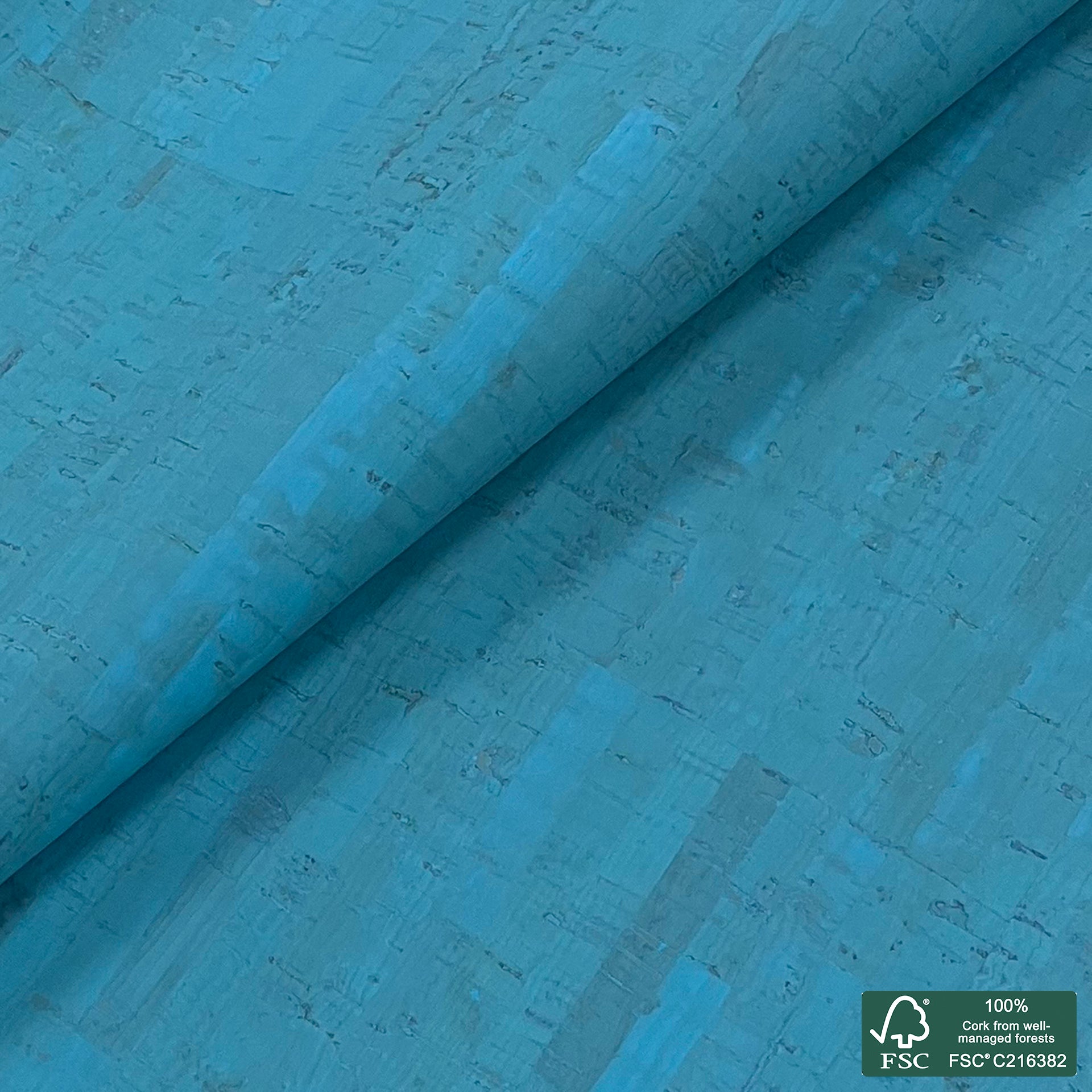 Light Blue rustic cork fabric