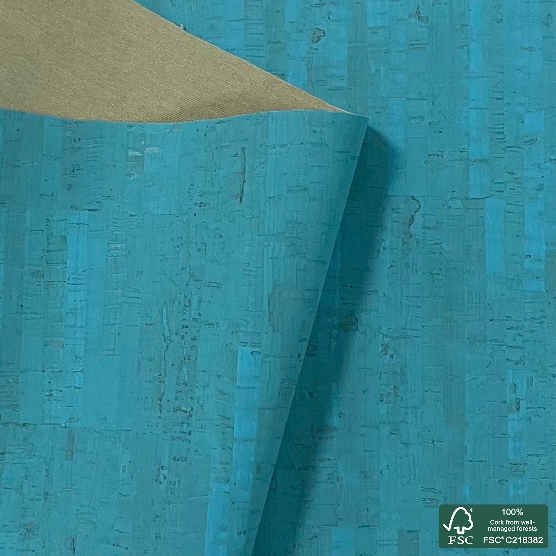 Light Blue rustic cork fabric