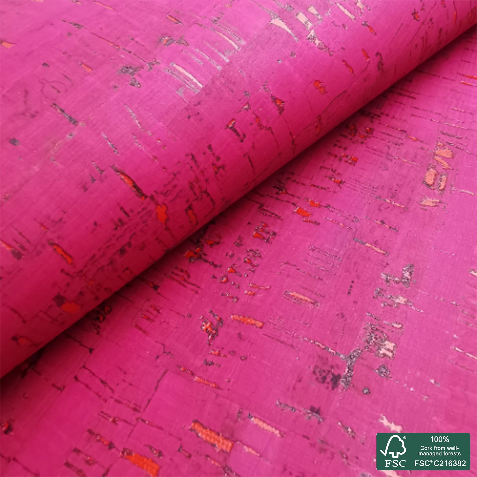 Fuchsia rustic cork fabric