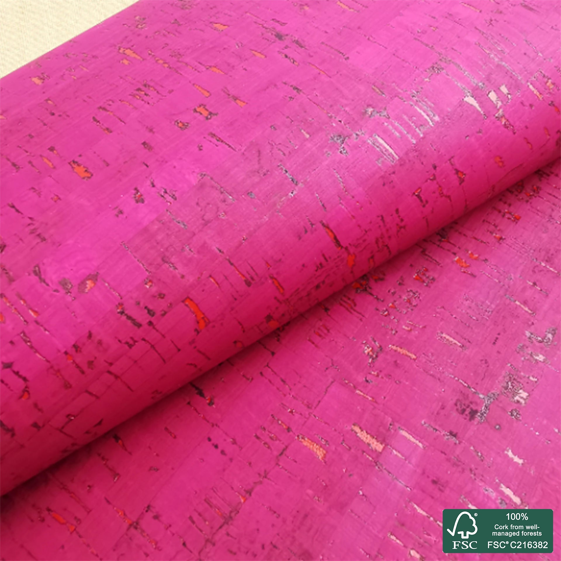 Fuchsia rustic cork fabric