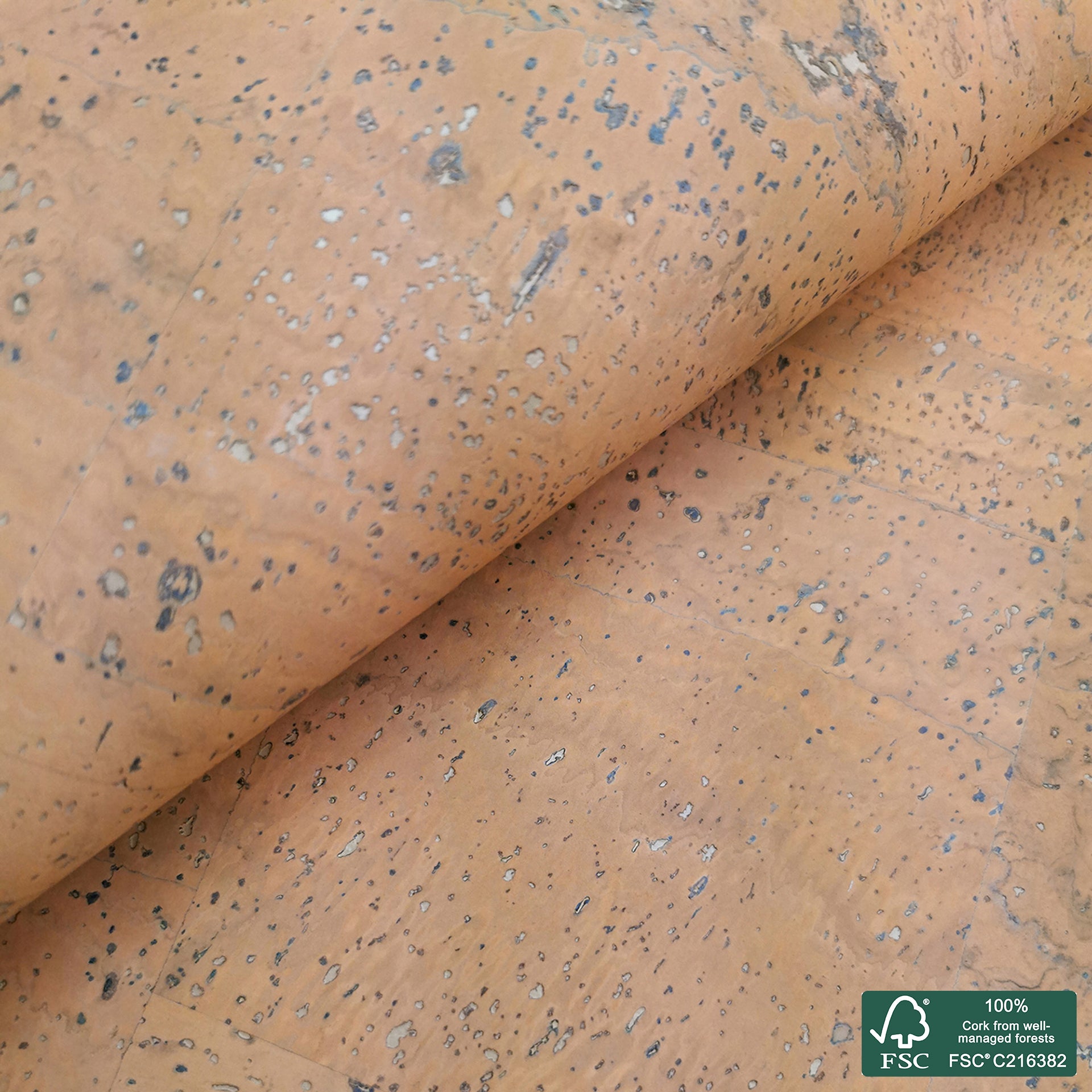 Salmon Superior cork fabric