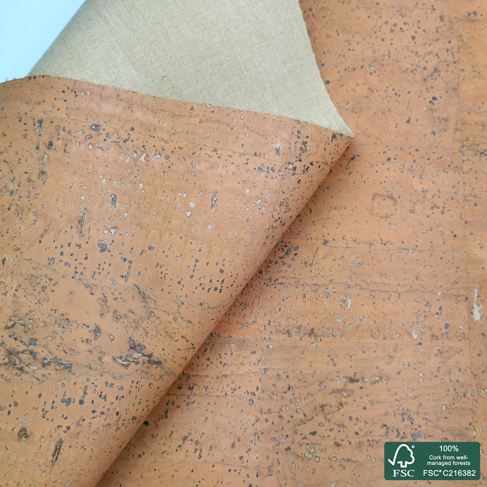 Salmon Superior cork fabric
