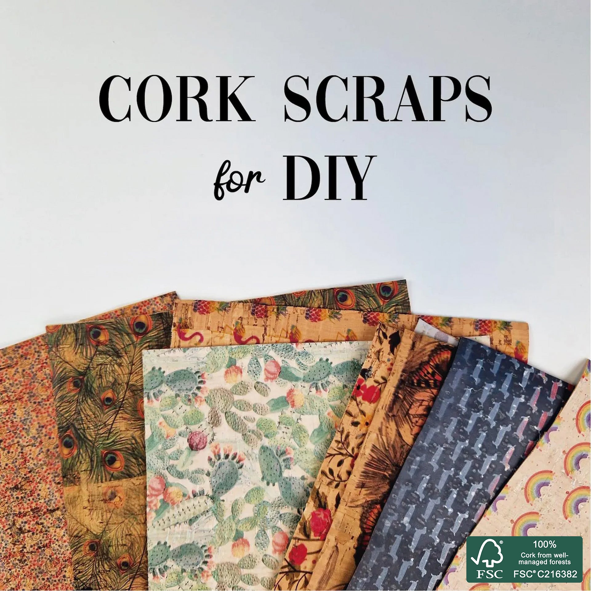 Cork Fabric Scraps Assorted By Weight