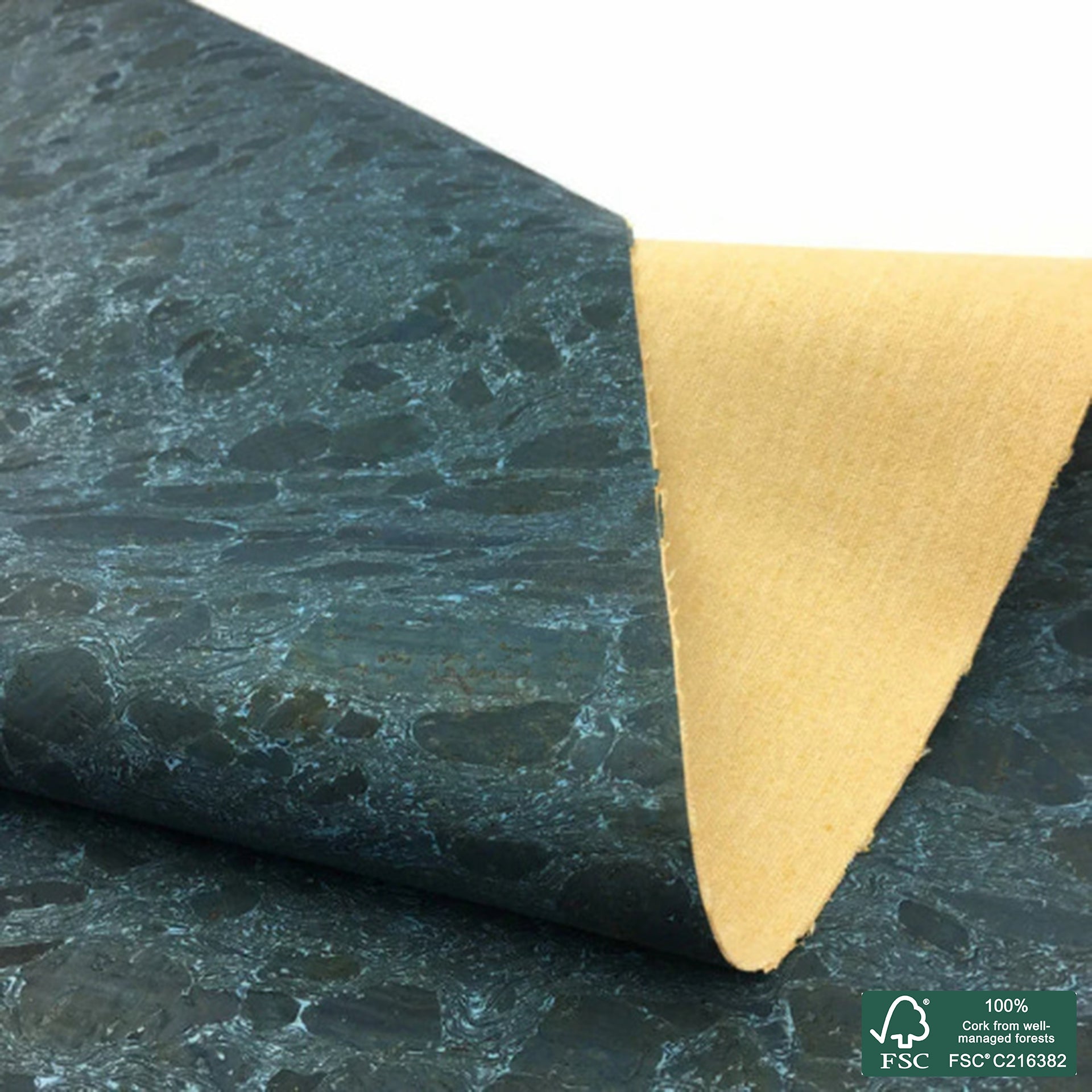 Blue roots cork fabric