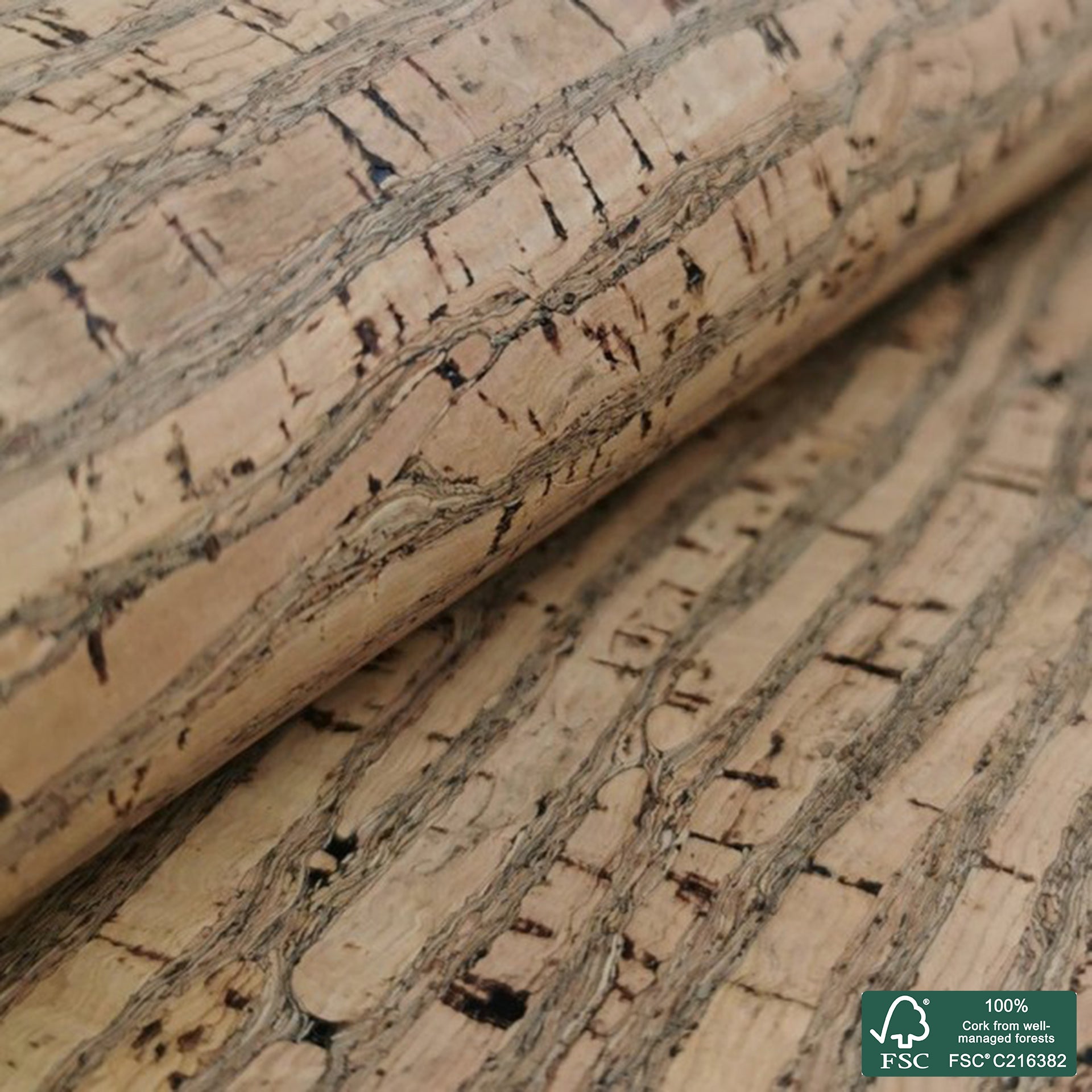 Natural Zebra stripes cork fabric