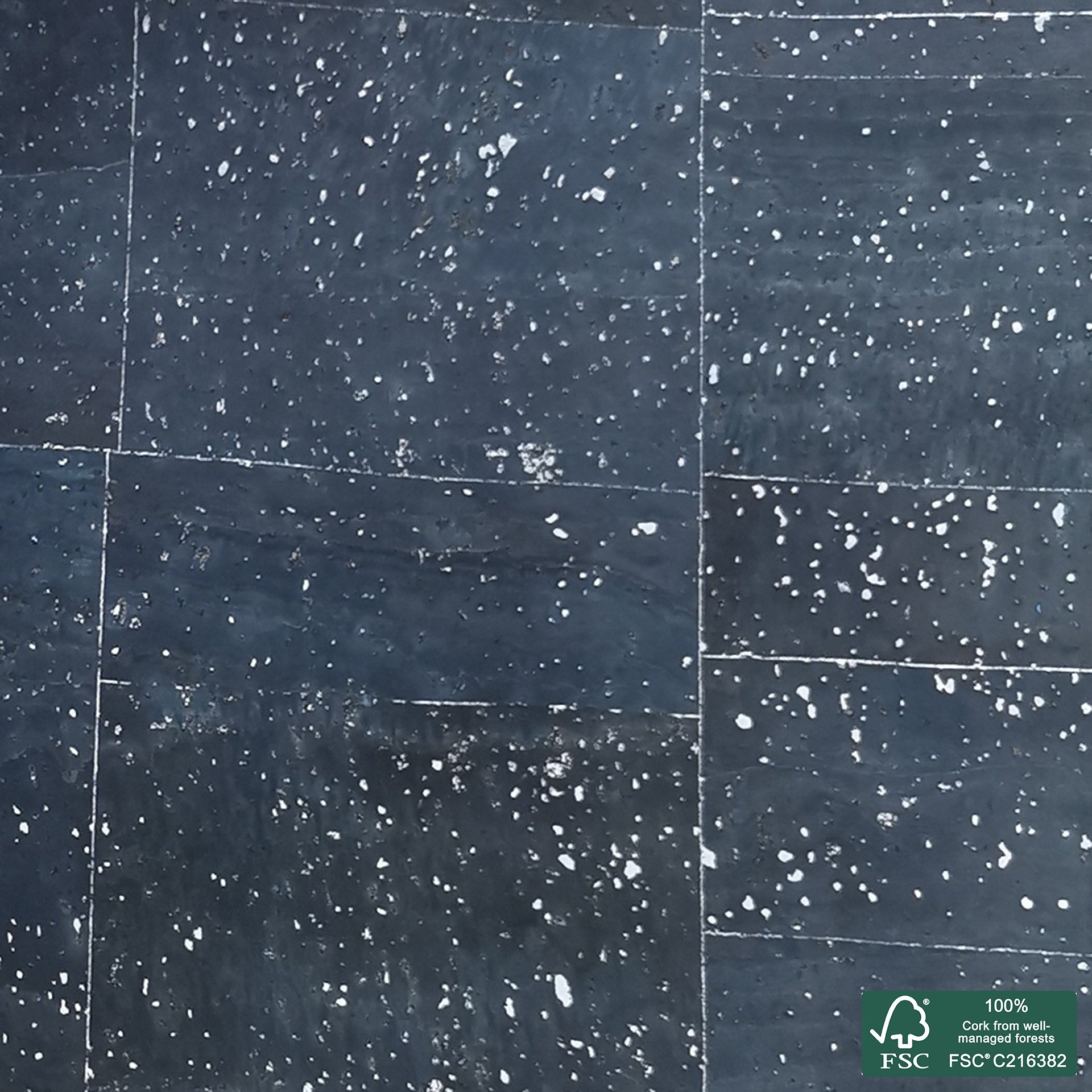 Navy blue superior with silver flecks cork fabric