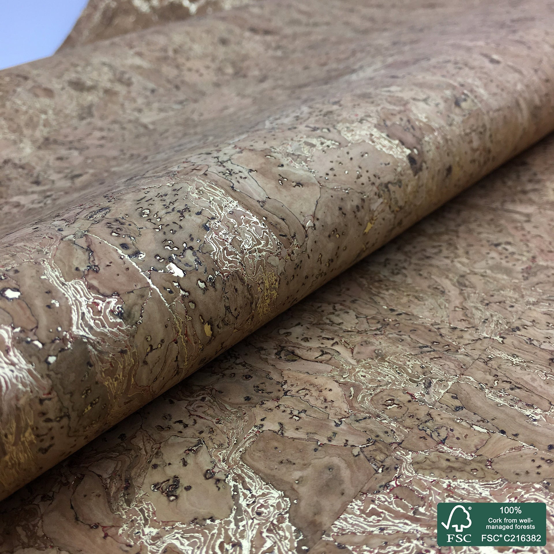 Natural superior with red golden roots cork fabric