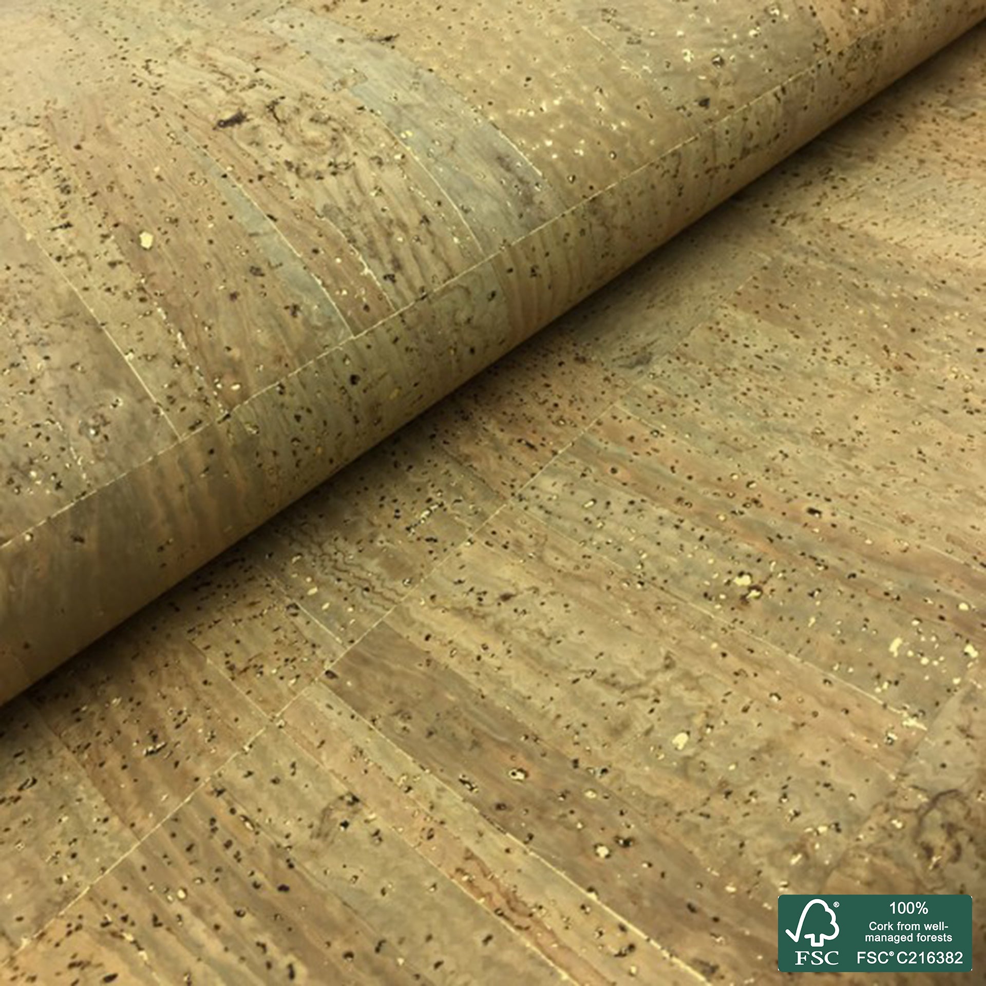 Tabac superior with golden flecks cork fabric