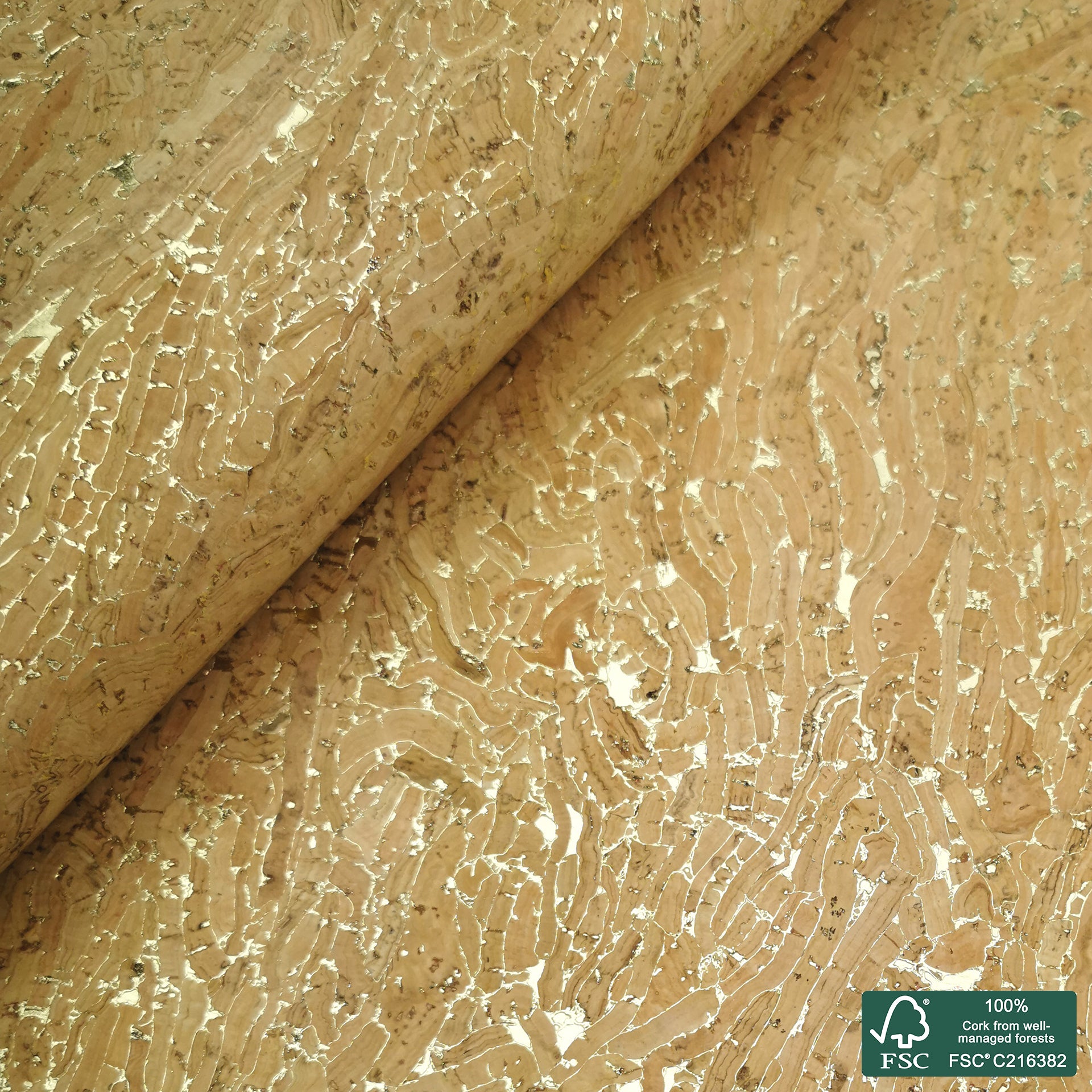 Natural superior with golden roots cork fabric