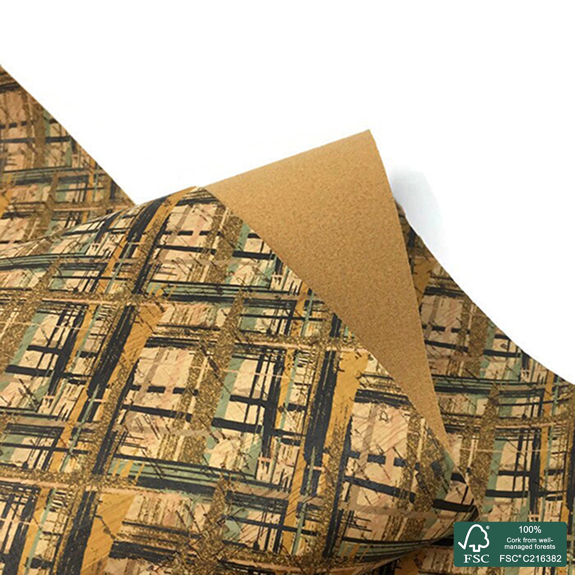 Stripes printed pattern on natural cork fabric (96)