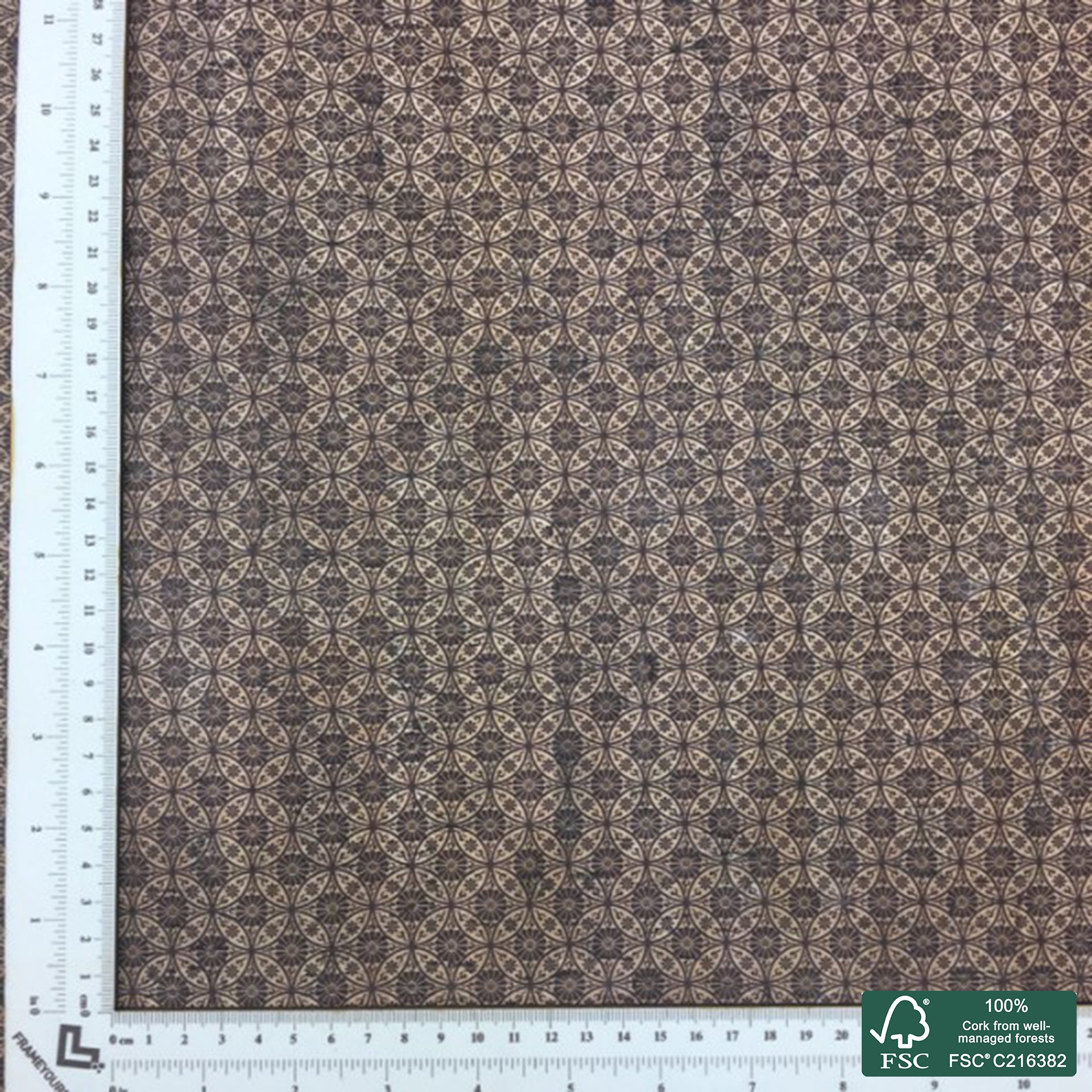 Flowers printed pattern on natural cork fabric (4)