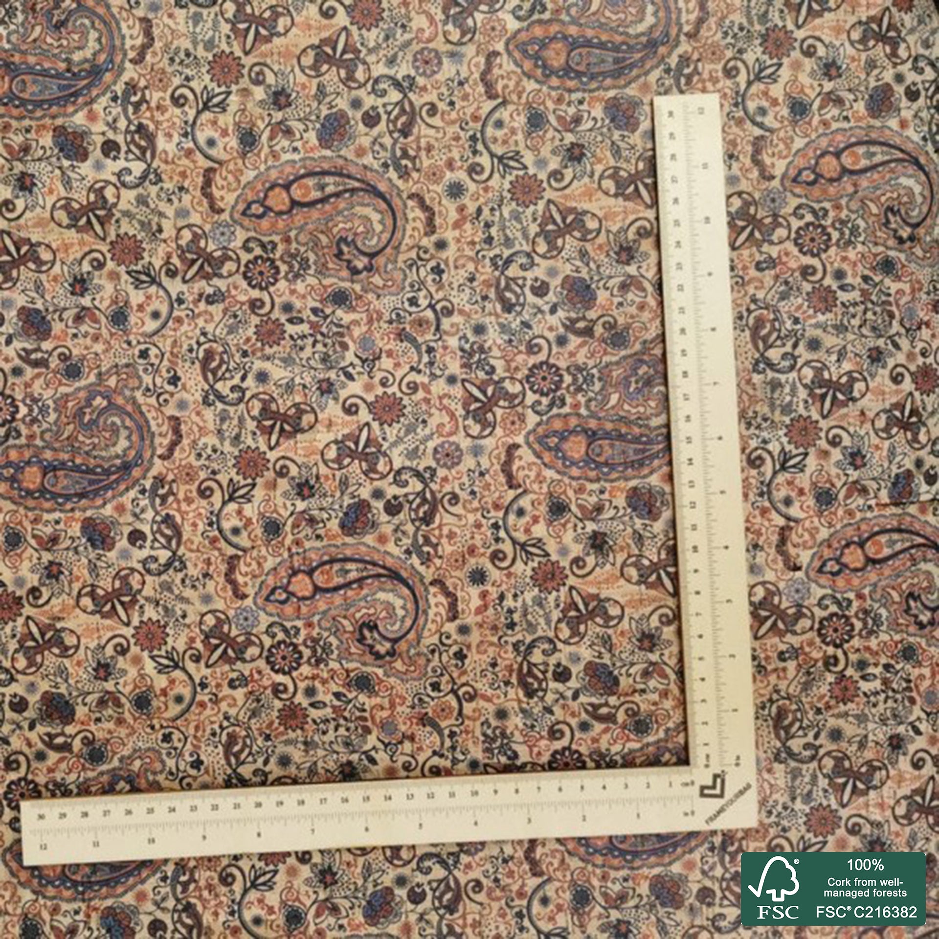 Cornucopia printed pattern on natural cork fabric (9)