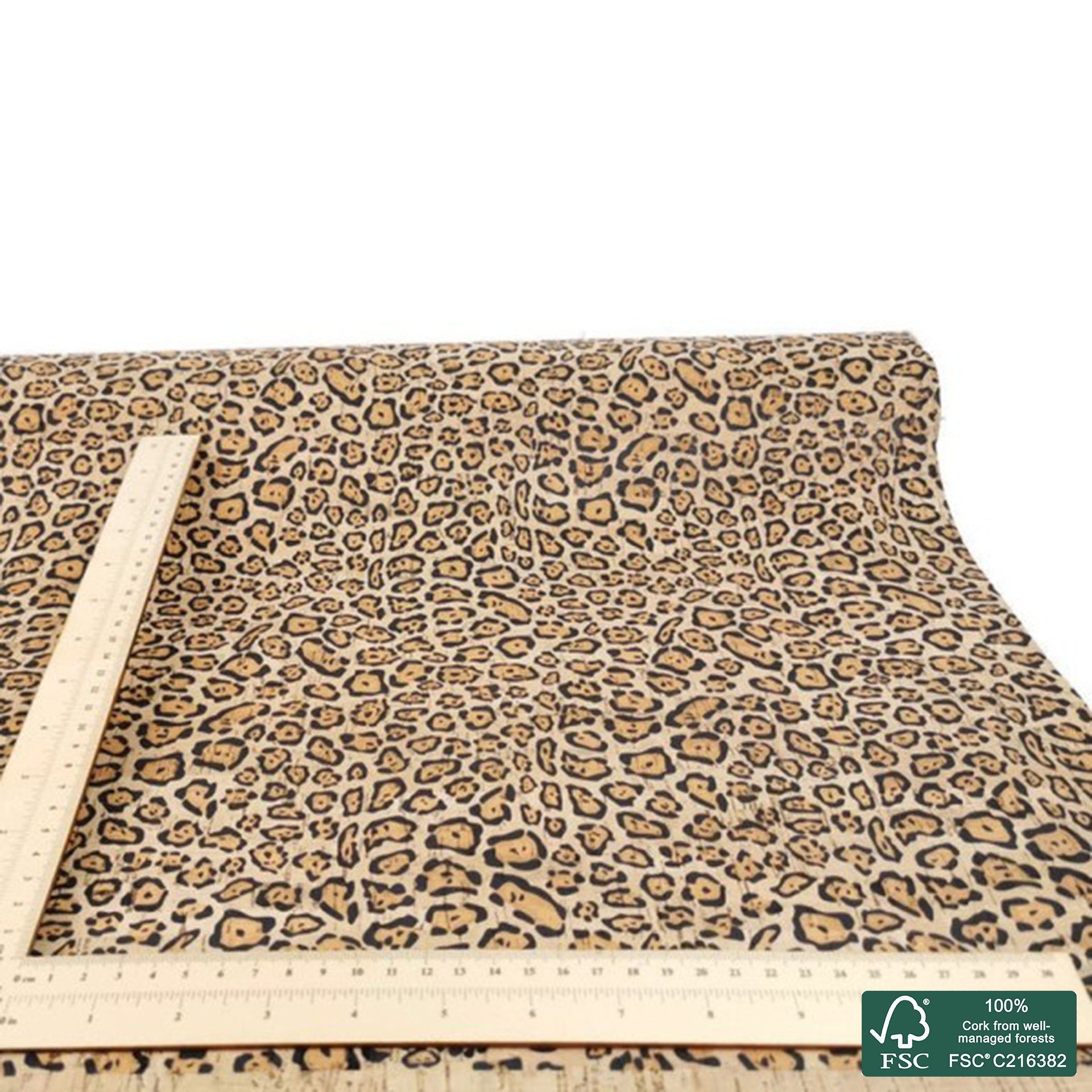Leopard printed pattern on natural cork fabric (12)