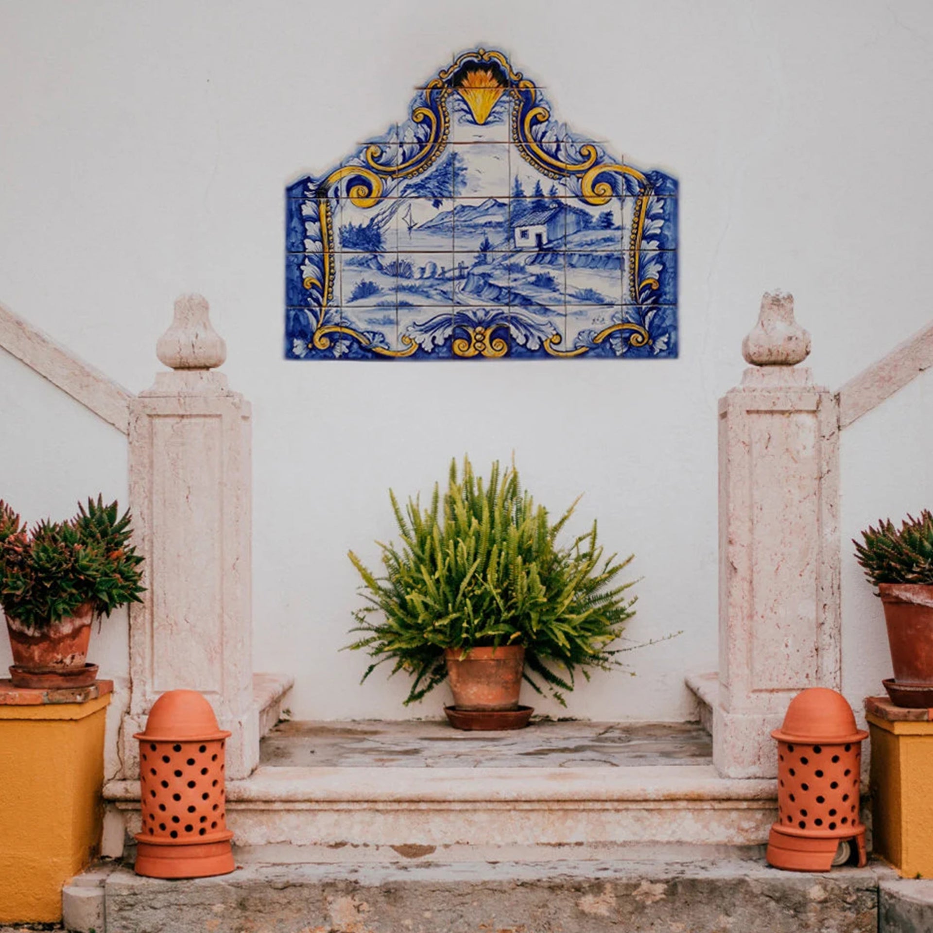 Field Hand Painted Ceramic Tiles Mural