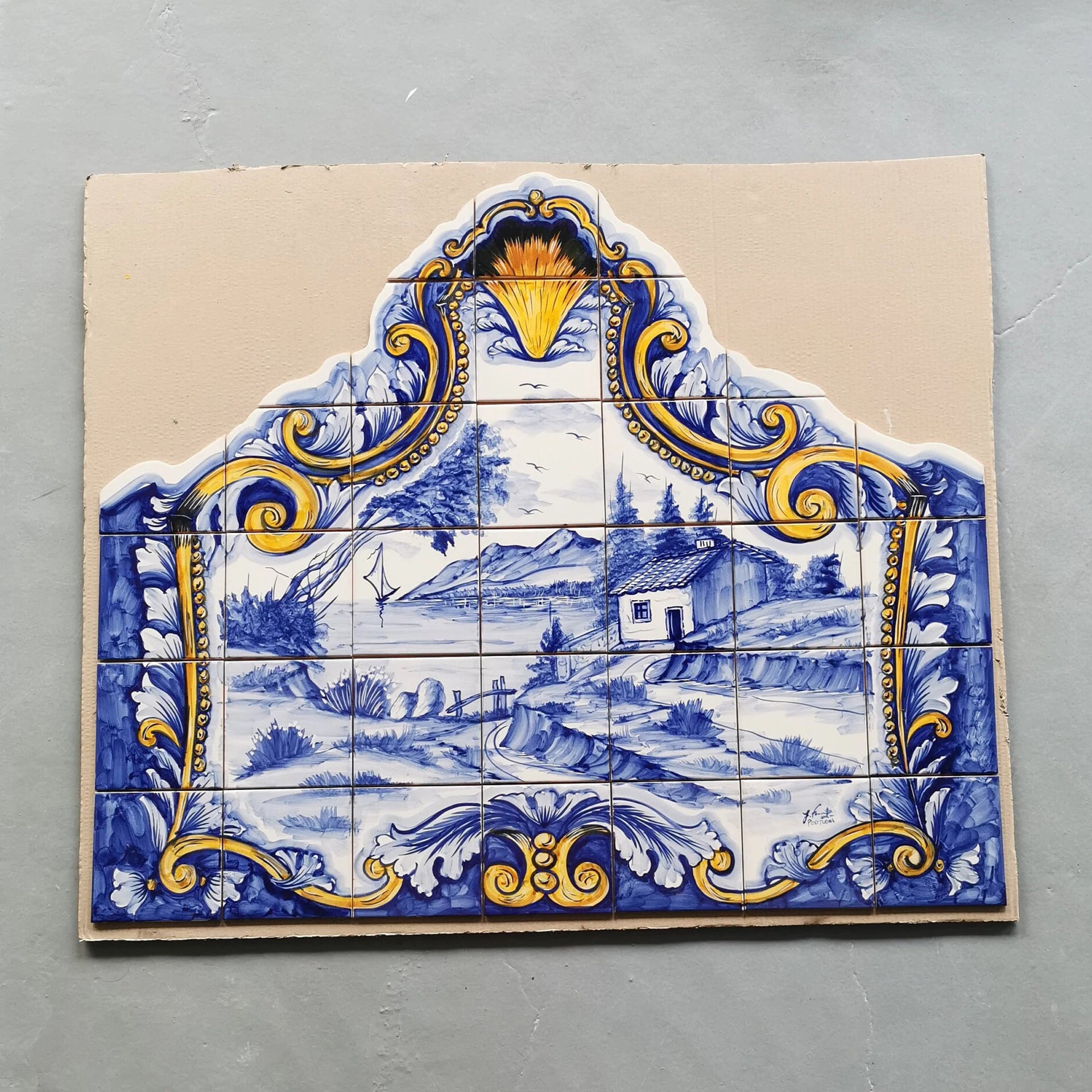 Field Hand Painted Ceramic Tiles Mural