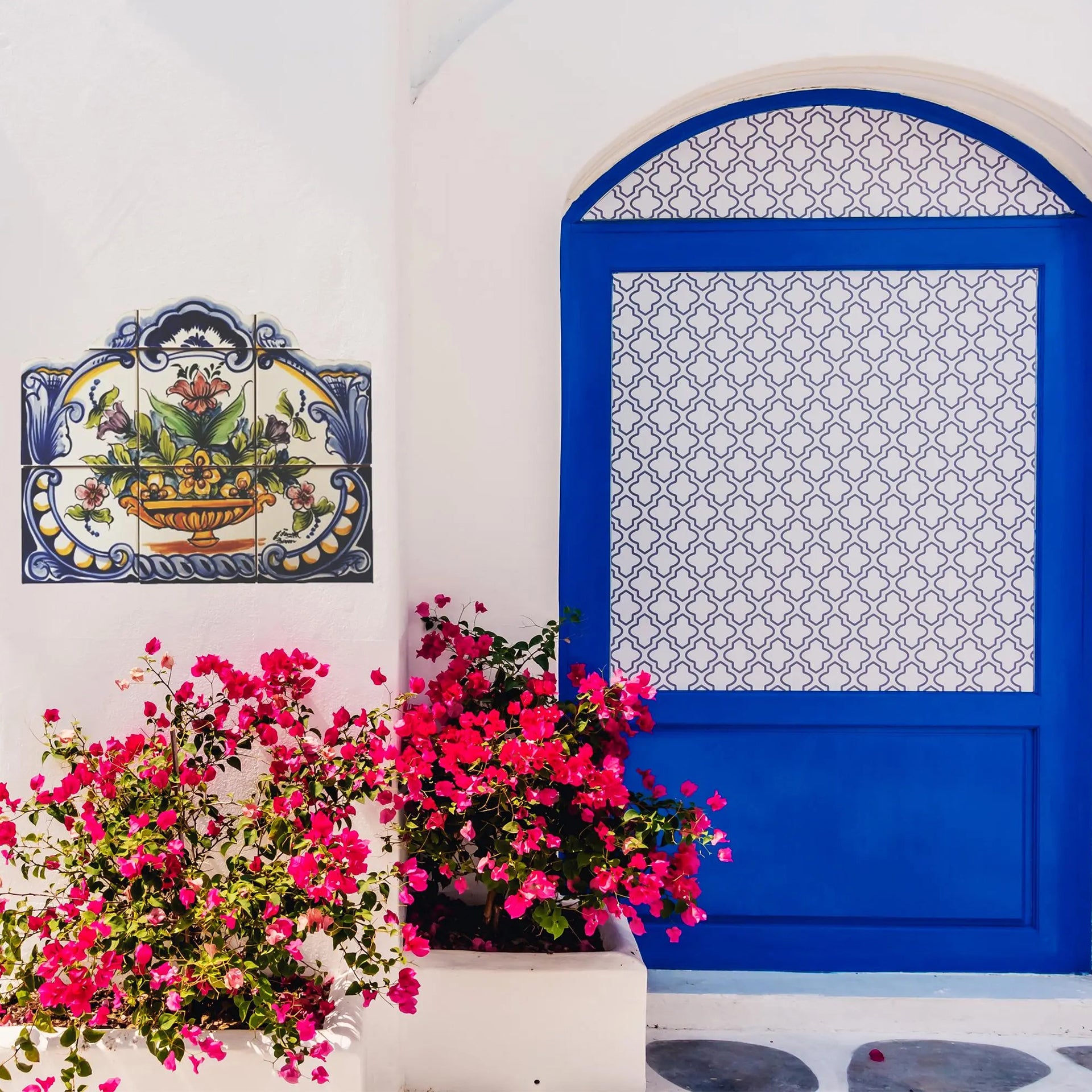 Floral Hand Painted Ceramic Tiles Mural